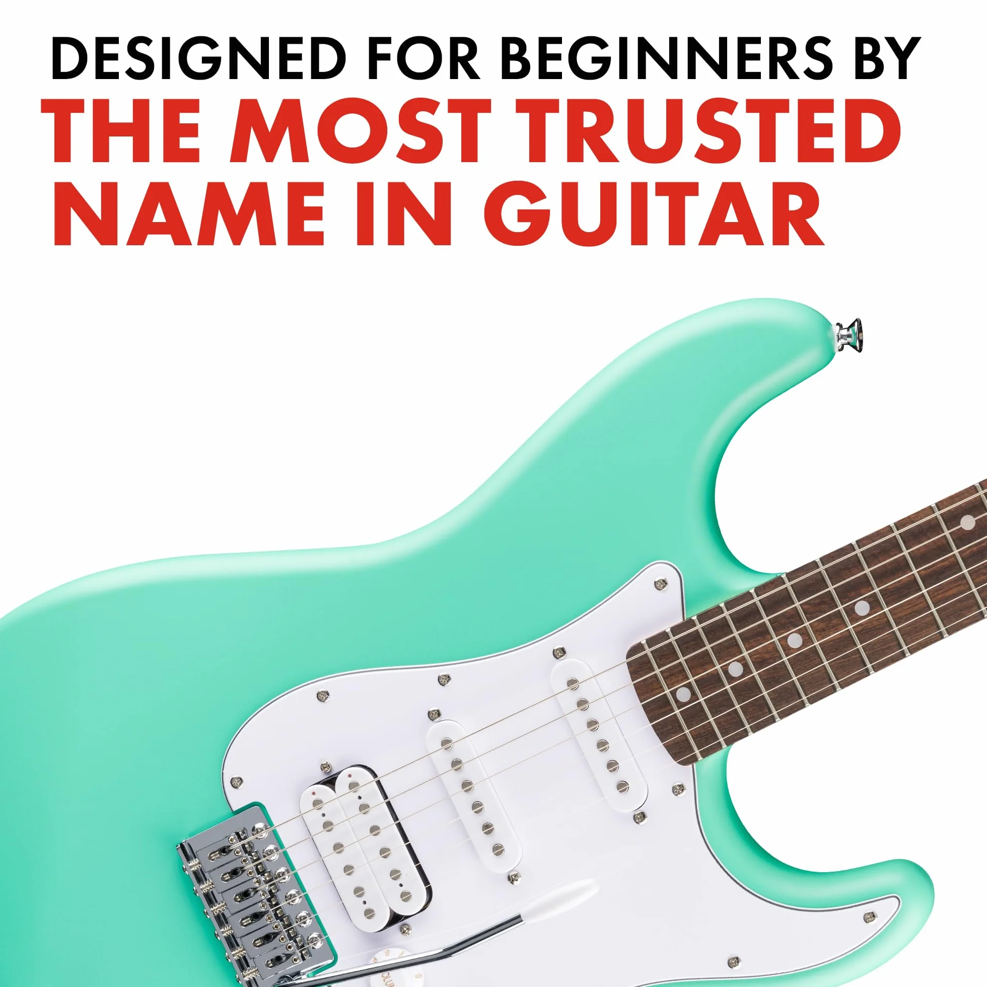 Squier by Fender Debut Collection HSS Stratocaster gitara elektryczna, podstrunnica Laurel, biała maskownica, Seafoam Green