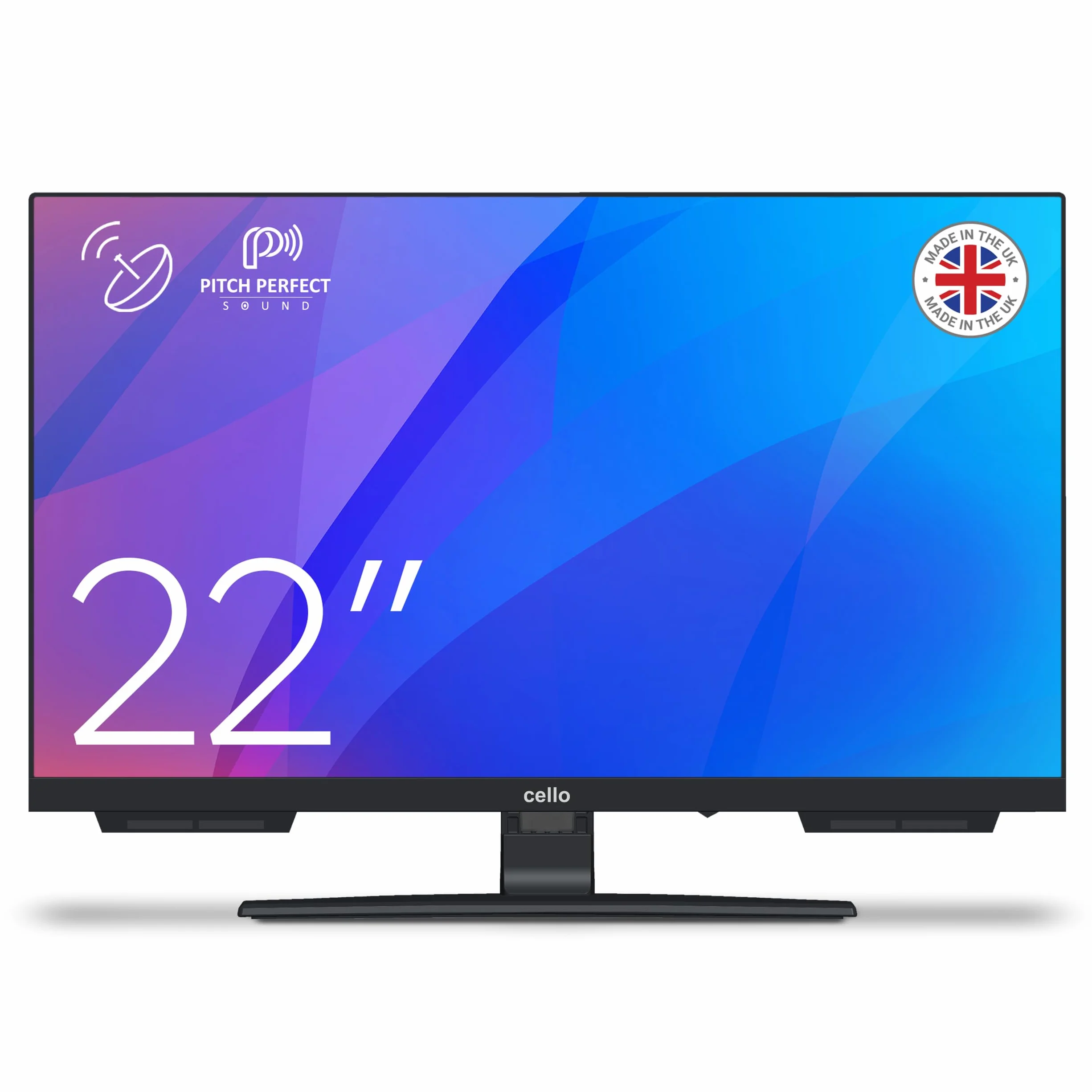 Cello C2224SH 22" FULL HD telewizor LED z bezramkowym potrójnym tunerem (DVB-C/-S2/-T2) "Pitch Perfect Sound", idealny do małych pomieszczeń Made in Europe [2024]