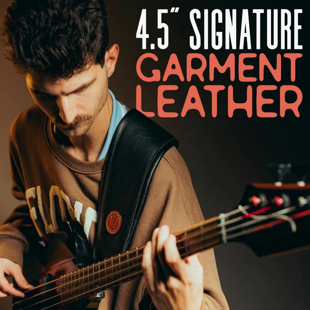 Levy's Skórzany pasek gitarowy, seria Signature Legacy, 11,5 cm, czarny (MSS2-4-BLK)