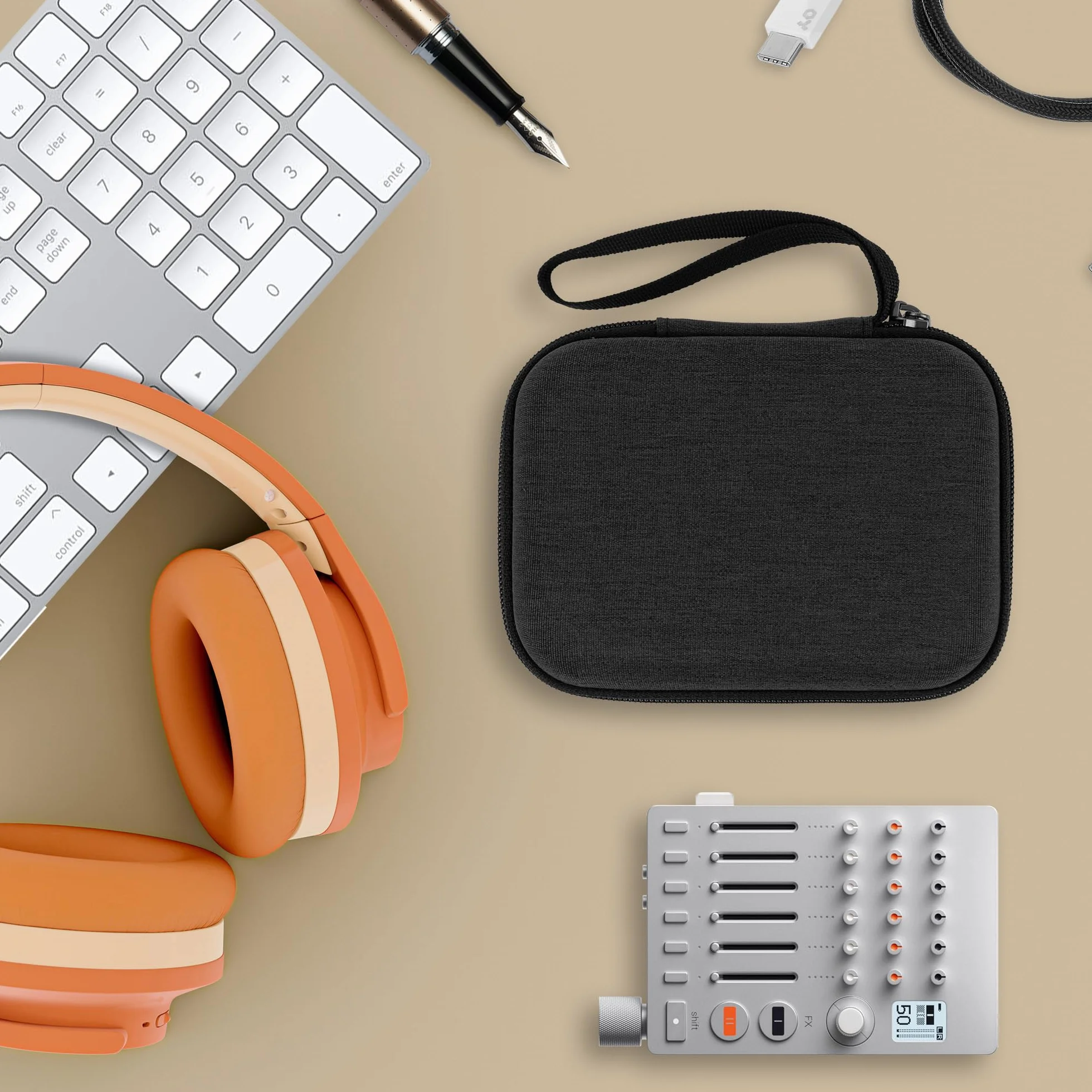 GEEKRIA Etui z interfejsem audio, kompatybilna z Teenage Engineering TX-6, przenośna torba podróżna EVA z twardą obudową (ciemnoszara)
