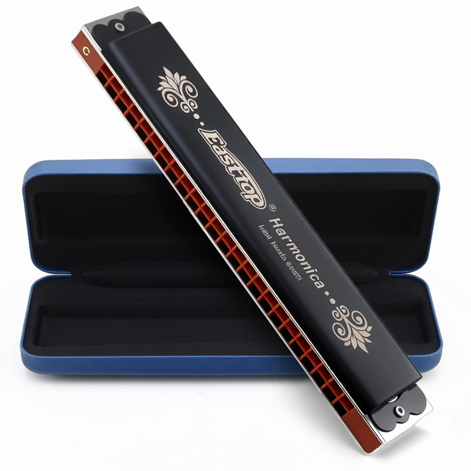 East Top C 24-otworowy klucz harmoniczny tremolo profesjonalna harmonijka harmoniczna dla dorosłych muzycy grupowe studenci (T2406K-C)