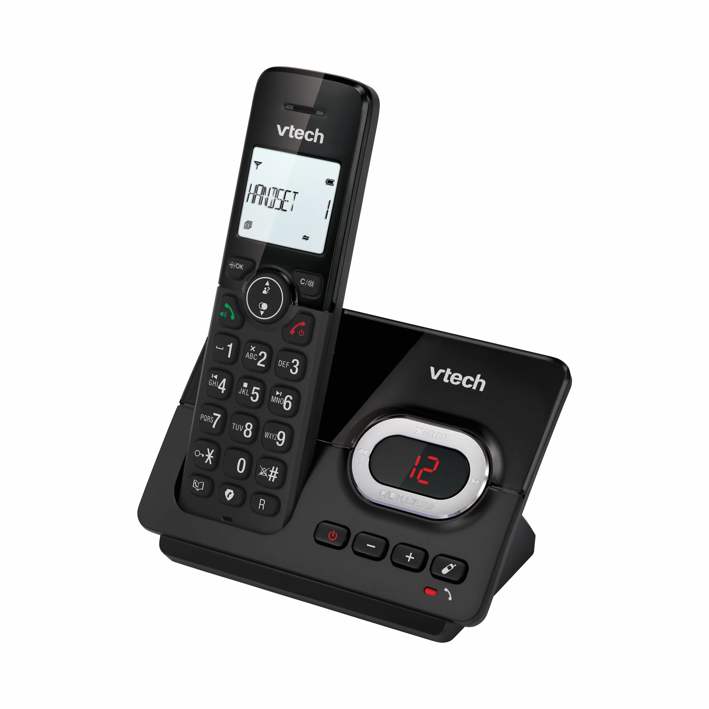 VTech CS2050 Telefon bezprzewodowy z automatyczną sekretarką, tryb Eco+, telefon dla seniorów, telefon bezprzewodowy, blokada połączeń, funkcja głośnomówiąca, duże przyciski, wyświetlacz 1-liniowy,