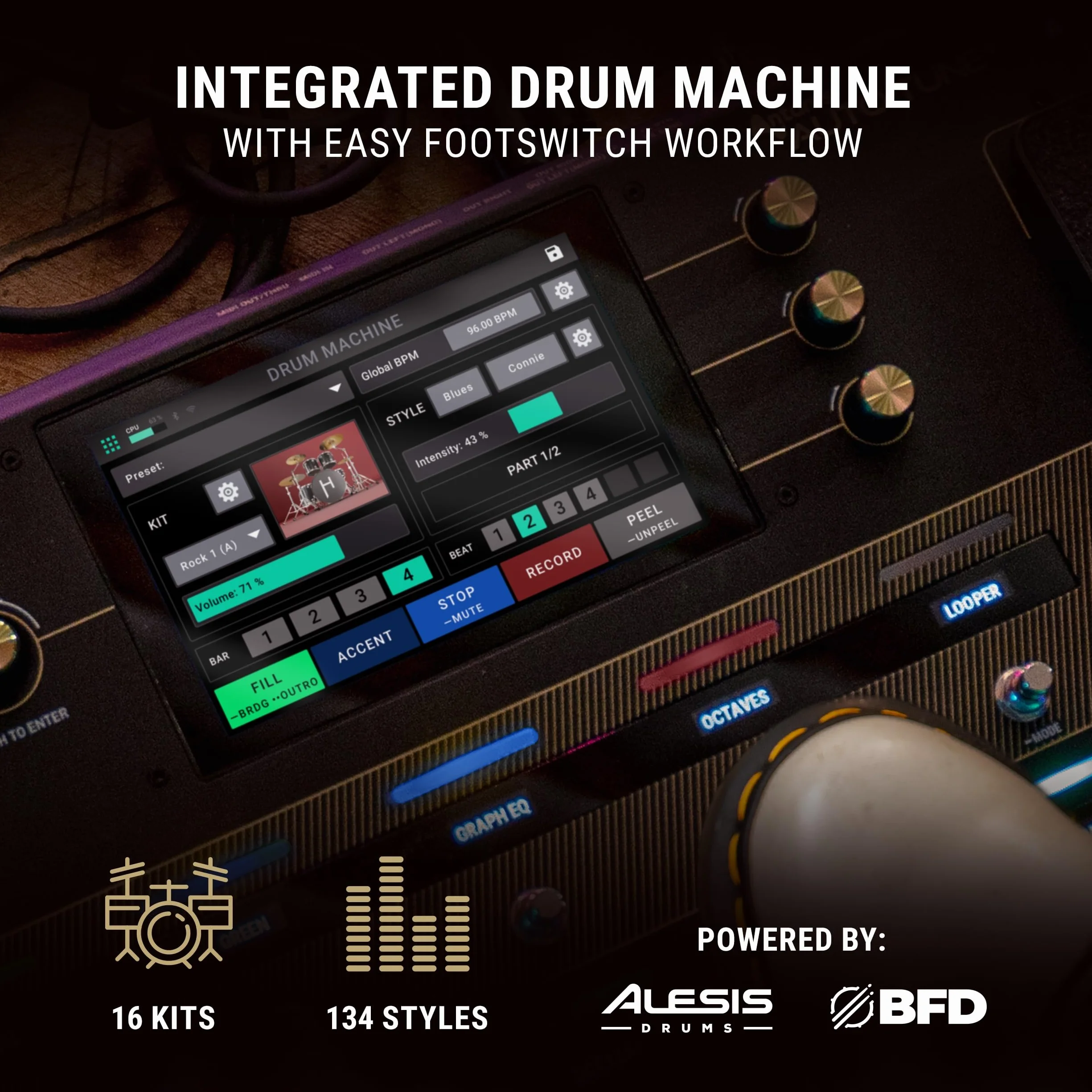 HeadRush Prime – Multiefekt do gitary i wokali z procesorem modelującym, Amp Clonerem, Antares Auto-Tune, WiFi, ekranem dotykowym, Looperem, Bluetooth