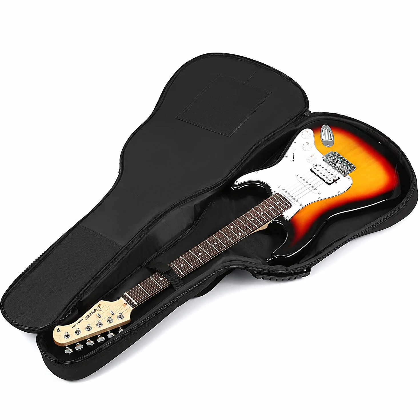 Donner Torba na gitarę elektryczną o grubości 10 mm, miękki, solidny futerał na gitarę z regulowanymi paskami, wodoodporna włóknina, wnętrze, pogrubiona gąbka, dwie kieszenie, czarny