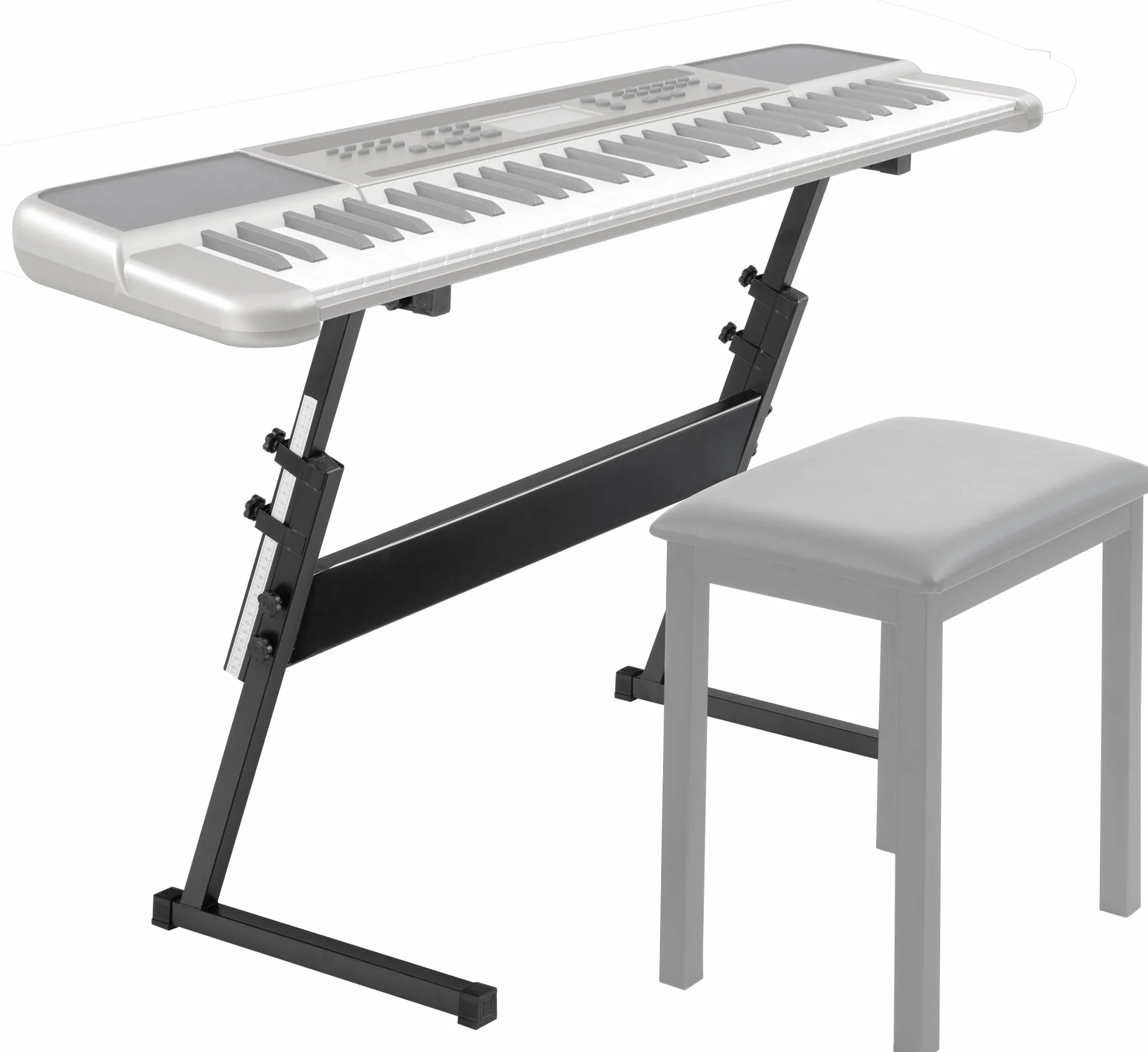 McGrey Stojak na klawiaturę Z z ergonomicznymi śrubami, wbudowana drabina do precyzyjnego pozycjonowania, regulowana wysokość 55-83 cm i gumowane nóżki zapobiegające zarysowaniom na podłodze