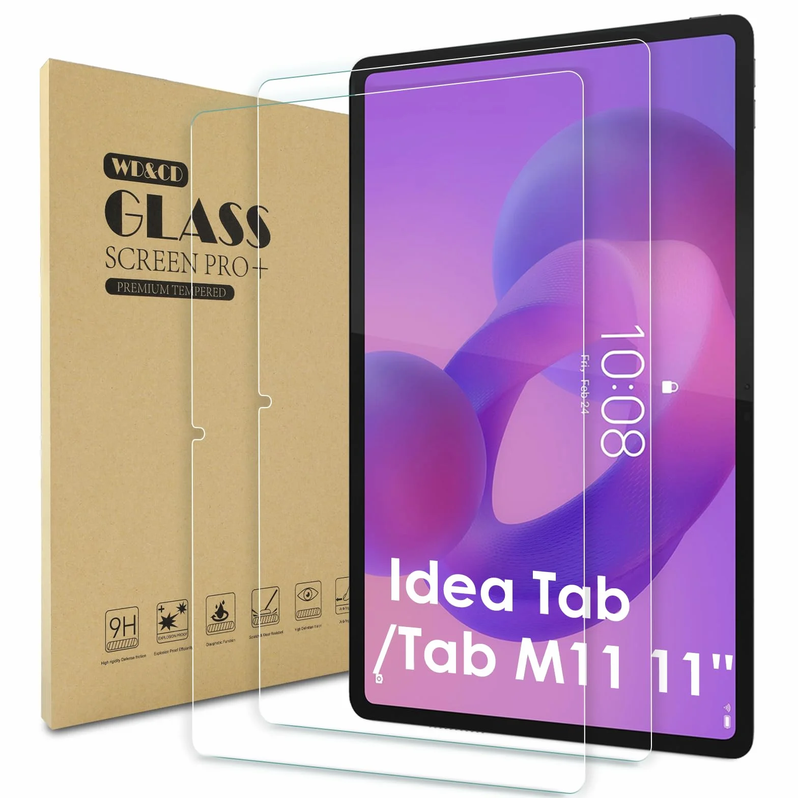 WD&CD 2 sztuki szkła hartowanego kompatybilnego z Lenovo Idea Tab/Lenovo Tab M11 11", folia ochronna ze szkła hartowanego o wysokiej rozdzielczości, kompatybilna z Lenovo Idea Tab