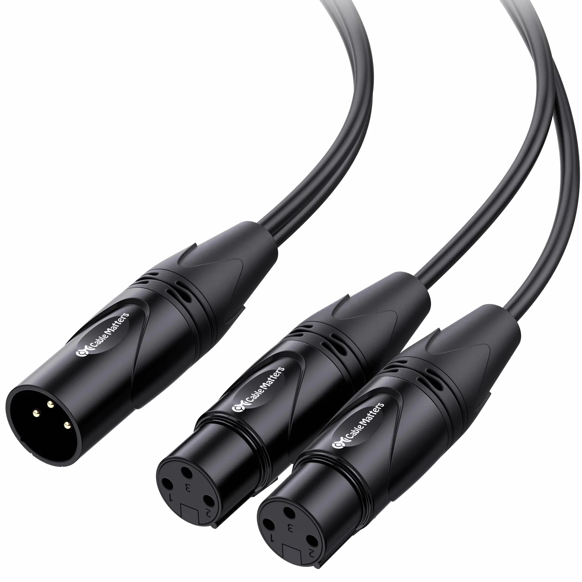 Cable Matters Zrównoważony kabel rozdzielający XLR - 0,5 m, męski na 2 żeński kabel XLR Y (rozdzielacz XLR 1 męski na 2 żeński)