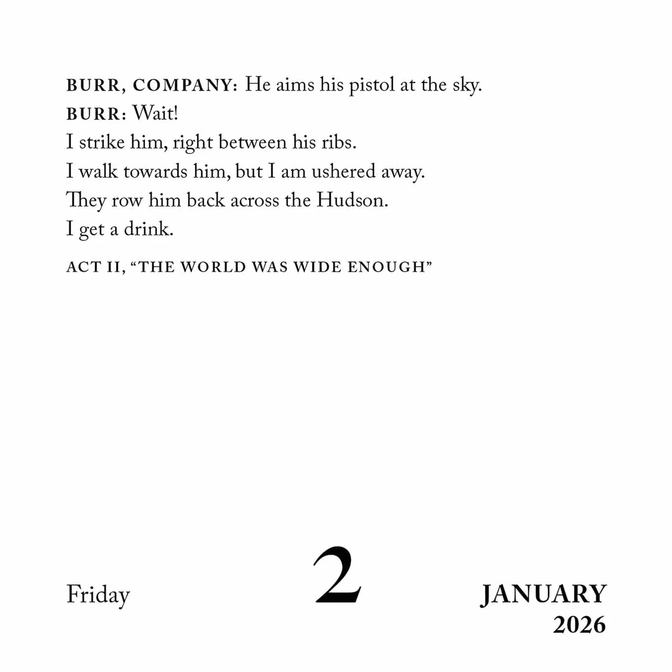 Hamilton 2026 Day-to-Day Calendar: An American Musical
