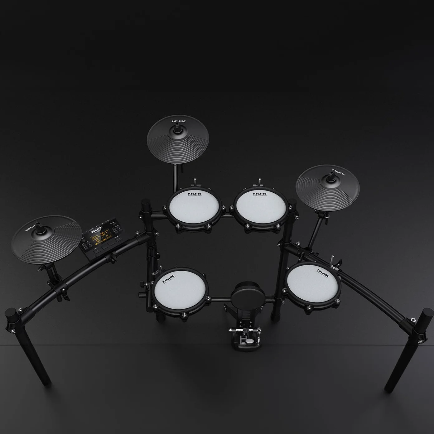 NUX DM-210 cyfrowy zestaw perkusyjny, cyfrowy zestaw perkusyjny z głowicami z siateczki (technologia Dual-Trigring, Aux-In, Bluetooth, funkcja Coach, port USB do MIDI i SoundLibrary, wyjście
