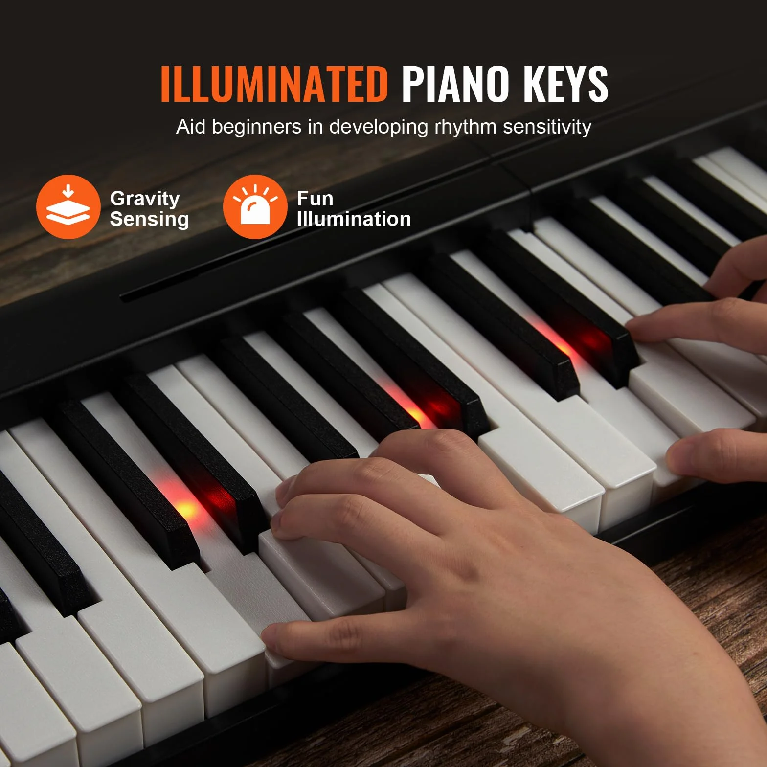 VEVOR Składane pianino 61 klawiszy, Bluetooth MIDI, przenośne składane elektroniczne pianino cyfrowe z pedałem, podświetlane klawisze dotykowe, torba, akumulator, składany fortepian