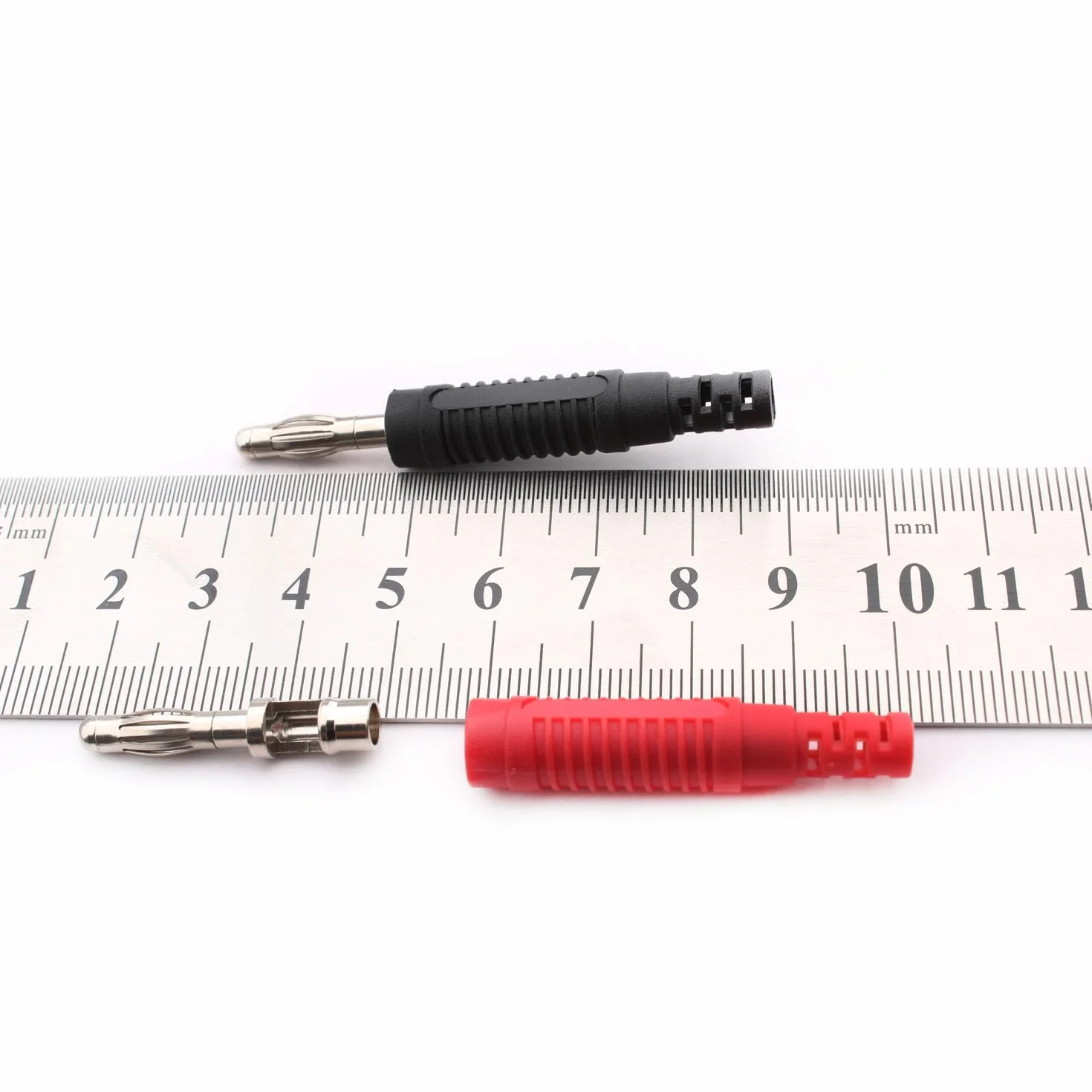 RUNCCI-YUN 10 szt. izolowanych wtyczek bananowych 4 mm, 4 mm wtyk bananowy do przewodów testowych multimetru (czarny niebieski czerwony zielony żółty)