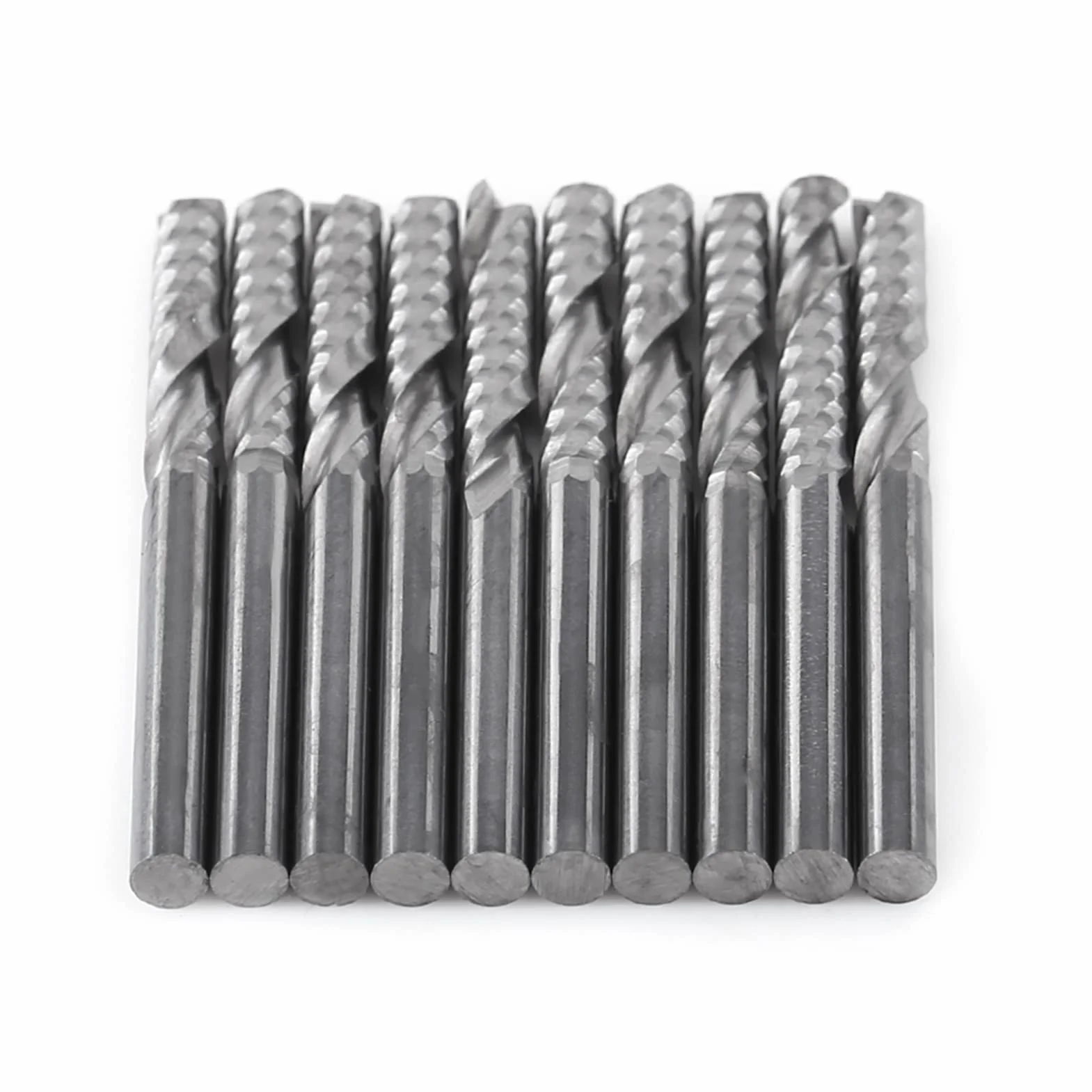10 stücke Hartmetall Spiralfräser Set Einzel Flöte Fräser Bits CNC Fräser CNC Rotary Grate Set 4mm Schaft