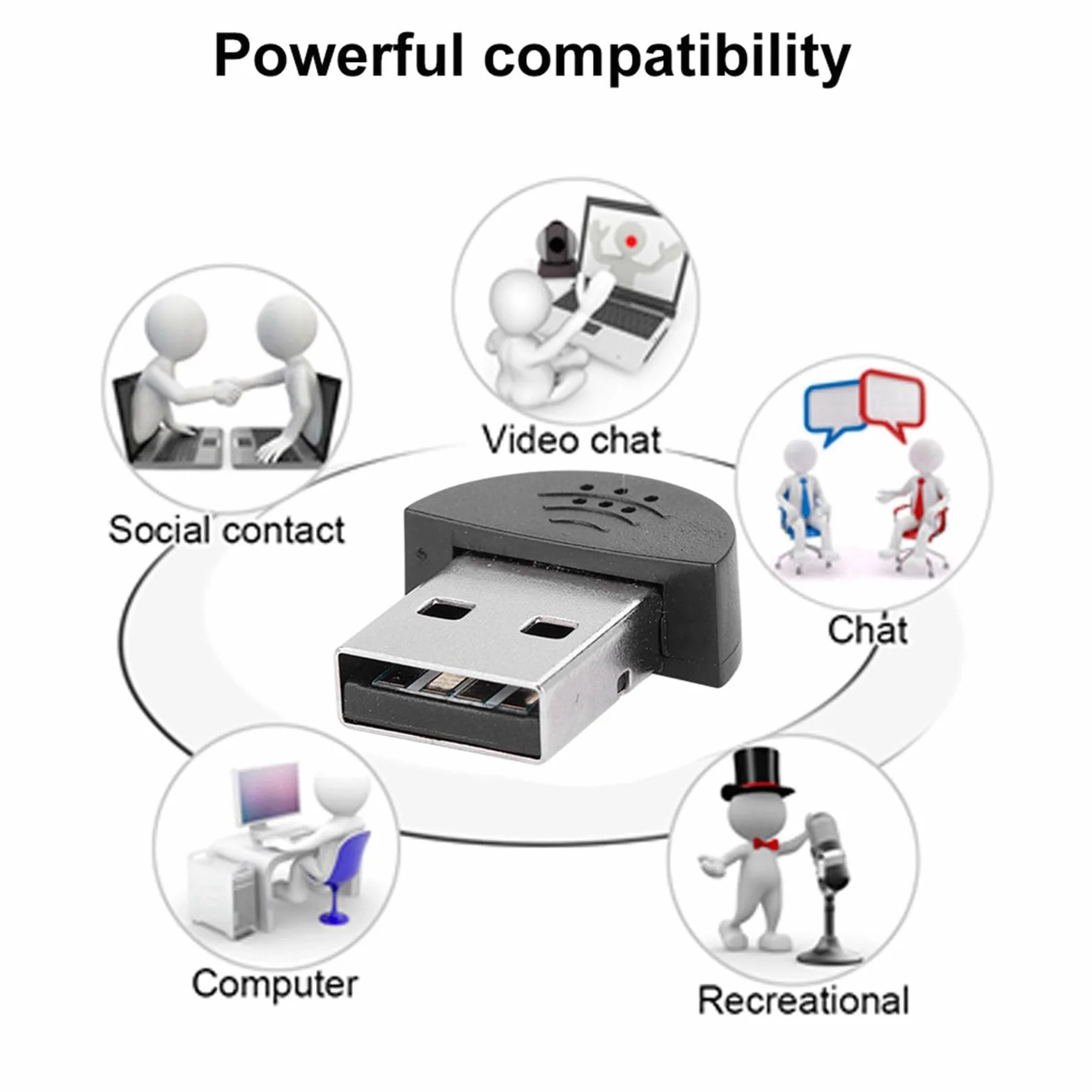 Mini mikrofon USB - wielokierunkowy mikrofon z redukcją szumów 360° dla komputerów Mac Skype/Chat/Nagrywanie mikrofonu o wysokiej wydajności (czarny)