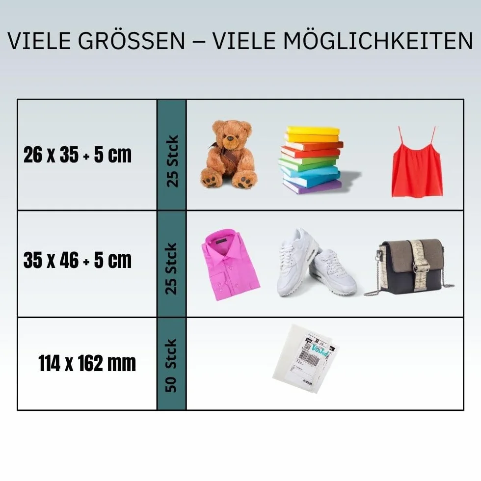 RAGO® Plastikowe torebki wysyłkowe, S-25 sztuk, M-25 sztuk, 50 sztuk, torebki wysyłkowe, samoprzylepne i nieprzejrzyste, plastikowe torebki zamykane