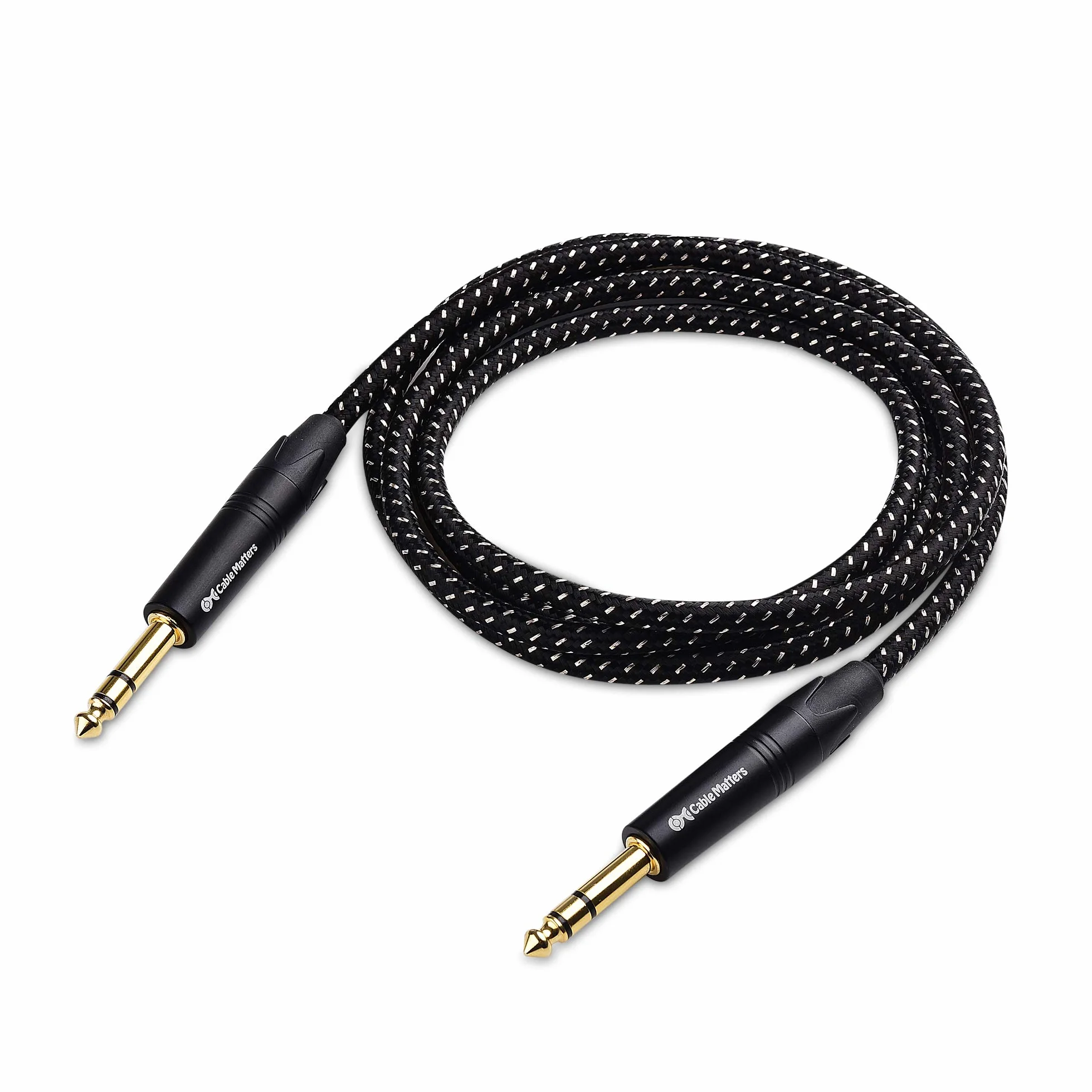 Cable Matters wysokiej jakości pleciony zbalansowany kabel TRS 1/4 cala, 1,8 m