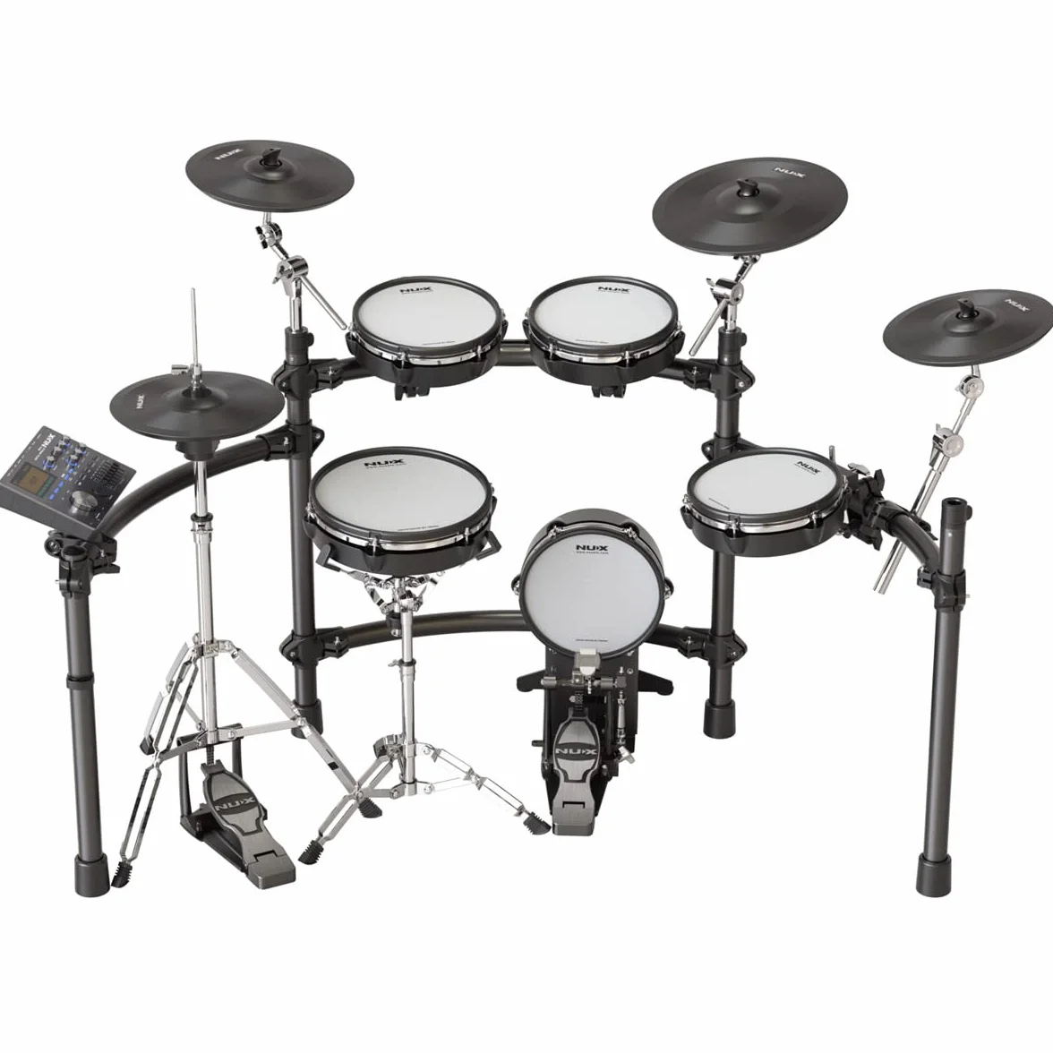 NUX DM-8 cyfrowy zestaw perkusyjny, autentyczne wrażenia akustyczne, realistyczne, ekspresyjne granie, solidny system regałów