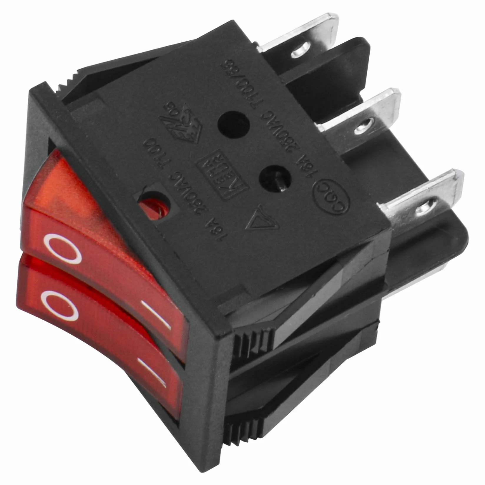 heschen Double Rocker Switch SPST ON-OFF-6 Terminals Red Light 16 A 250 VAC 2 Pack