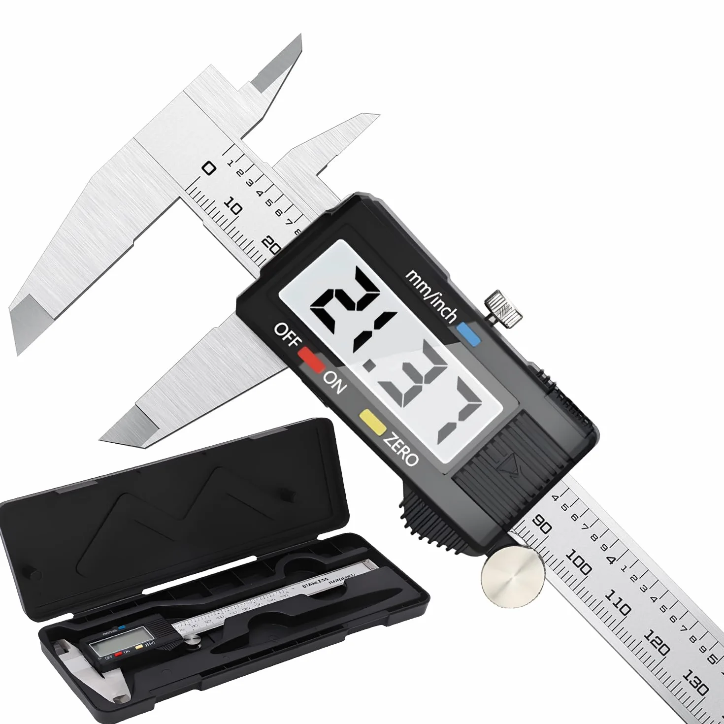 Retoo Cyfrowy suwmiarka ze stali nierdzewnej 150 mm przesuwne narzędzia pomiarowe, wodoodporny, pyłoszczelny, ochrona LCD, do użytku domowego i przemysłowego, pomiar