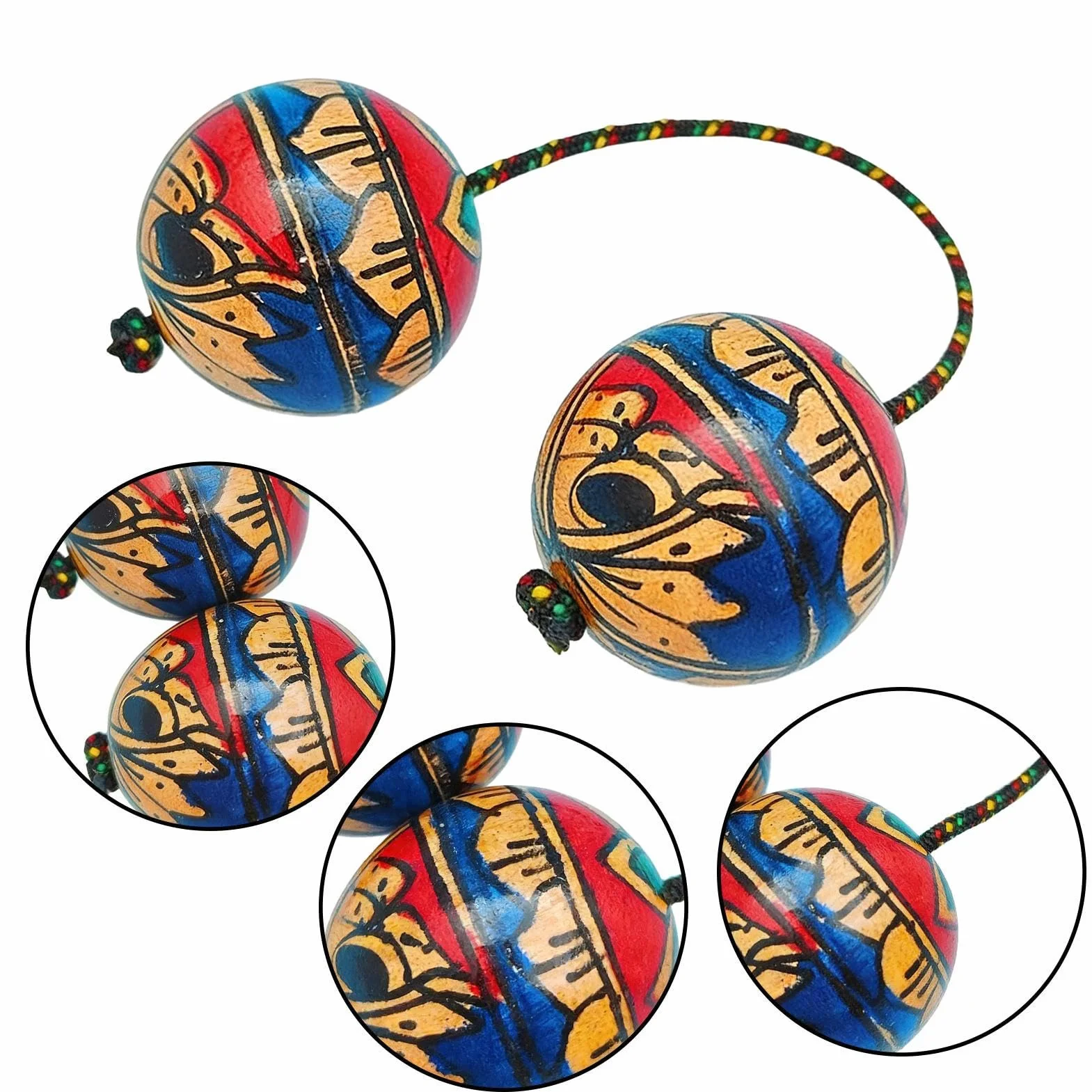 Asalato instrument perkusyjny do odtwarzania muzyki, drewniany bęben z regulowanym sznurkiem, kompaktowy rozmiar 5 x 4,8 cm, konstrukcja 50 g, idealny dla dzieci, dorosłych, na festiwal podróży