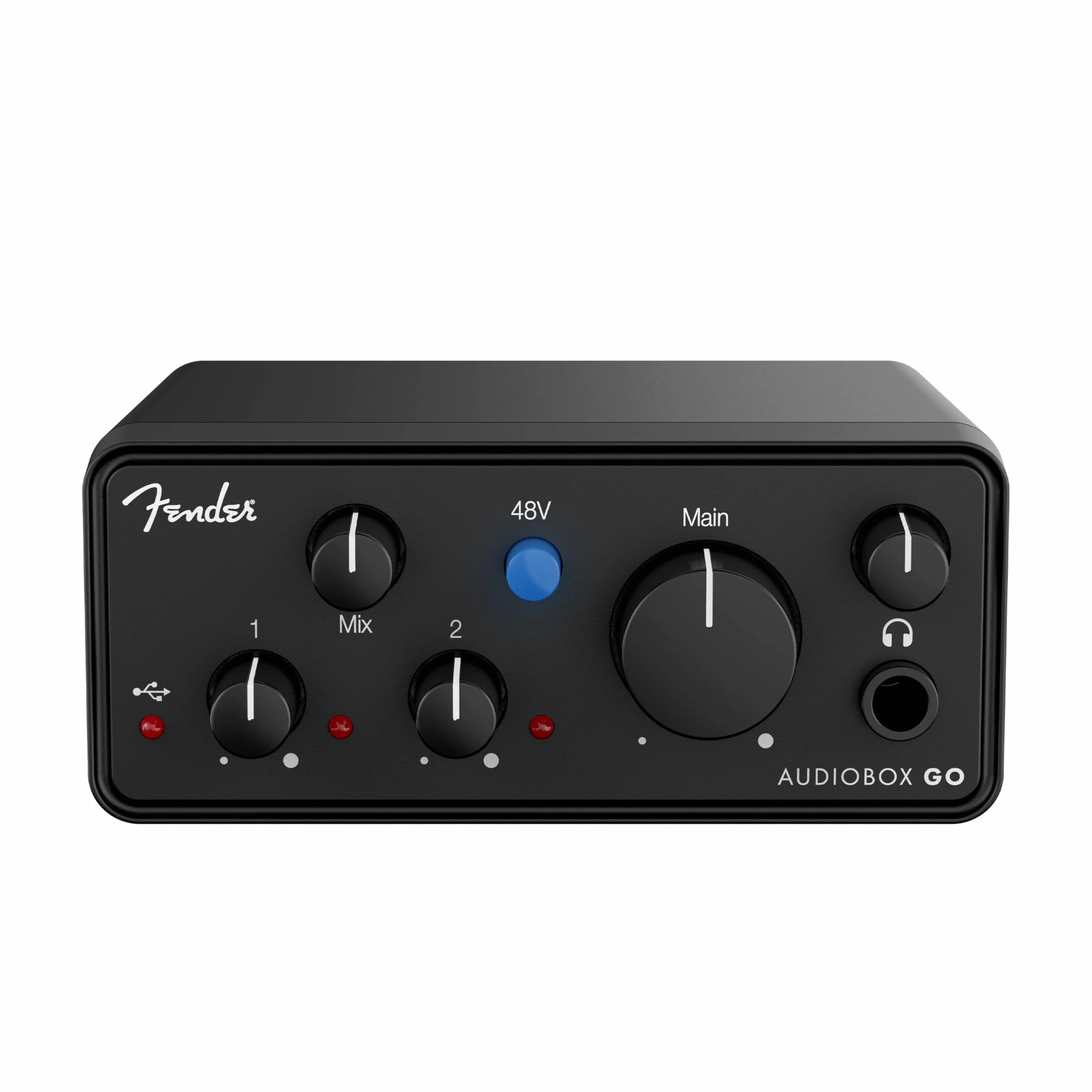 Fender AudioBox GO 2x2 USB-C Audio Interface 24-bit/96 kHz XLR Mic/Line TS Instrument Input Zero-Latency Headphone Monitoring