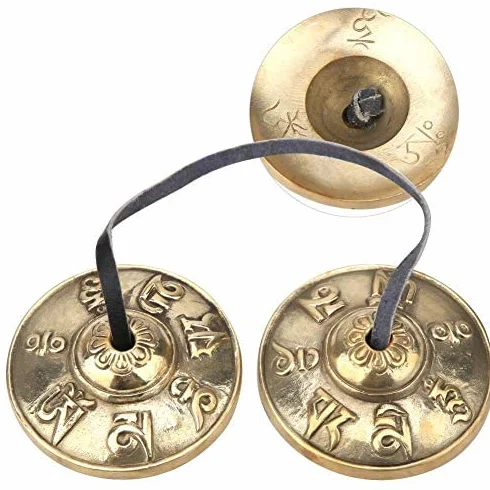 Tybetański dzwonek medytacyjny, instrument perkusyjny, buddyjski, gliniany, wykonany z mosiądzu, ręcznie rzeźbiony, medytacja tybetańska, 6,5 cm (#3)