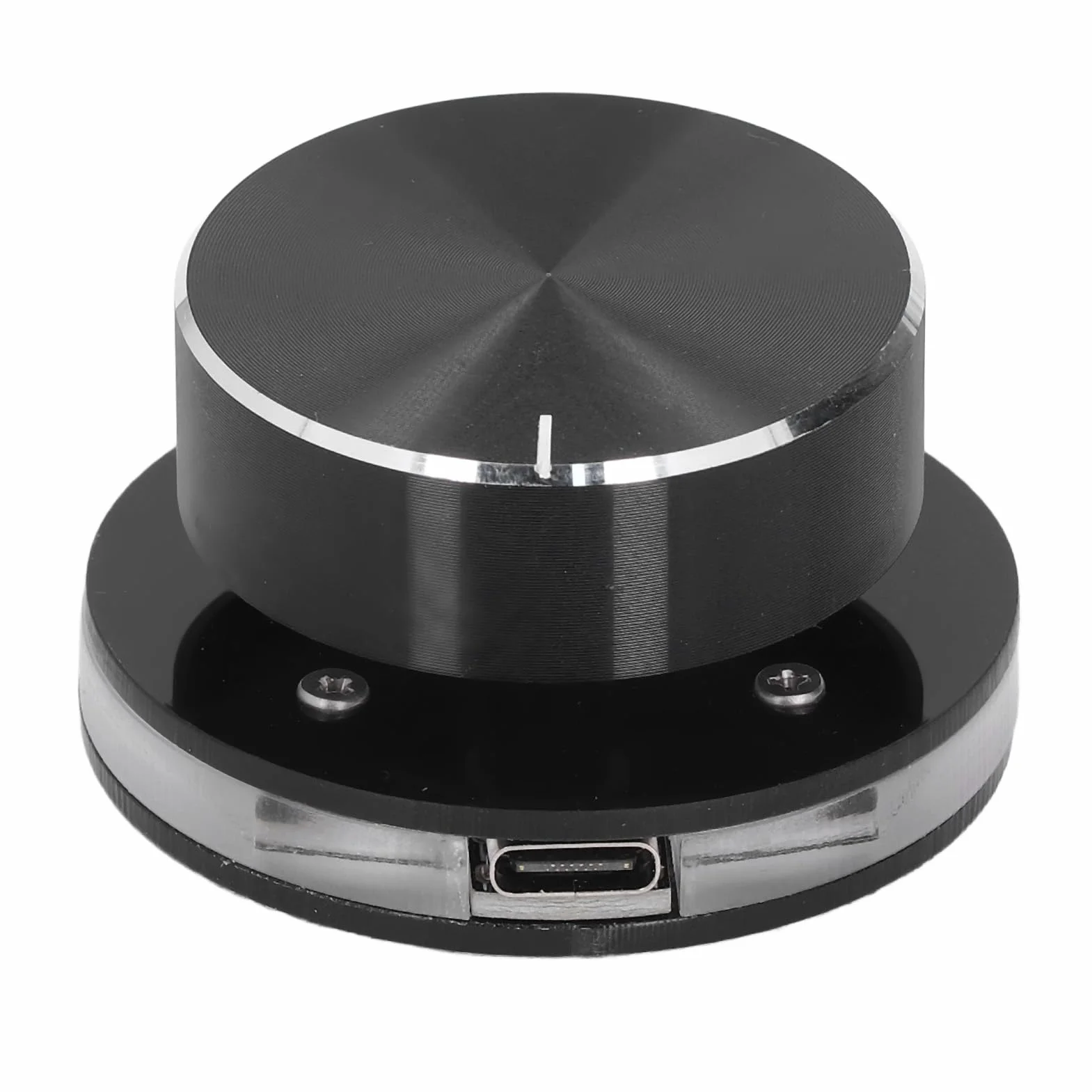 Ausla Pokrętło Sterowania Głośnością USB, Akrylowy Multimedialny Regulator Woluminu Audio z światłem RGB, Konfigurowalny Kontroler Głośności dla Komputerów i urządzeń Mobilnych