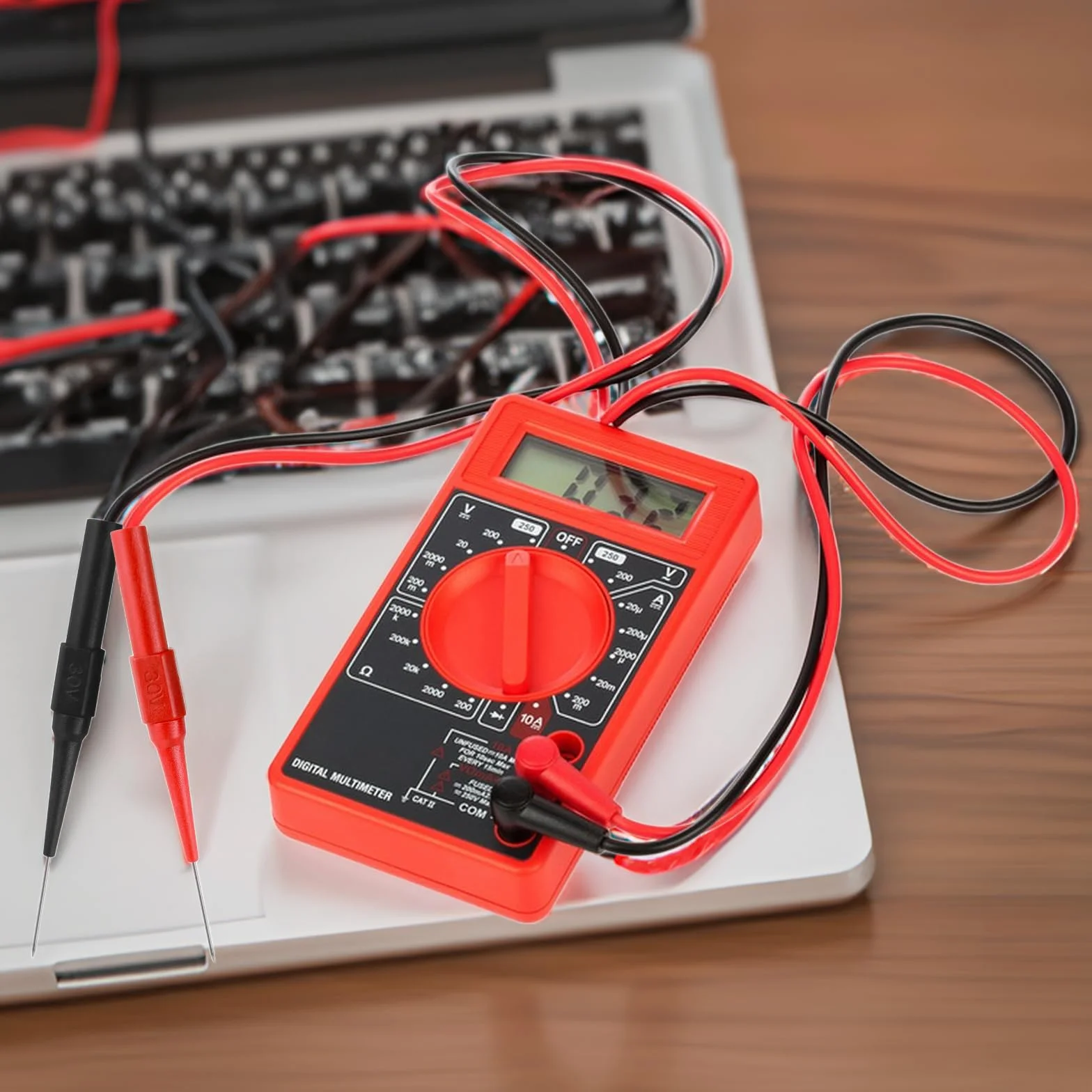 cobee Końcówki pomiarowe do multimetru, 0,7 mm, 10 sztuk, sondy testowe 30 V/10 A, izolowane igły, sondy pomiarowe do multimetru z gniazdem 4 mm, do wtyków bananowych, przewód pomiarowy, kabel