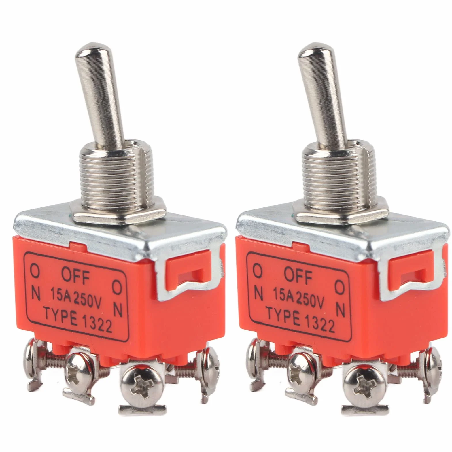 2 szt. Przełącznik Silnika Prądu Stałego CW Przełącznik do Przodu do Tyłu 24 V, Przełącznik Elektryczny do Przodu do Tyłu Silnik CCW 6-pinowy Przełącznik Dwupozycyjny 250 V 15 A,