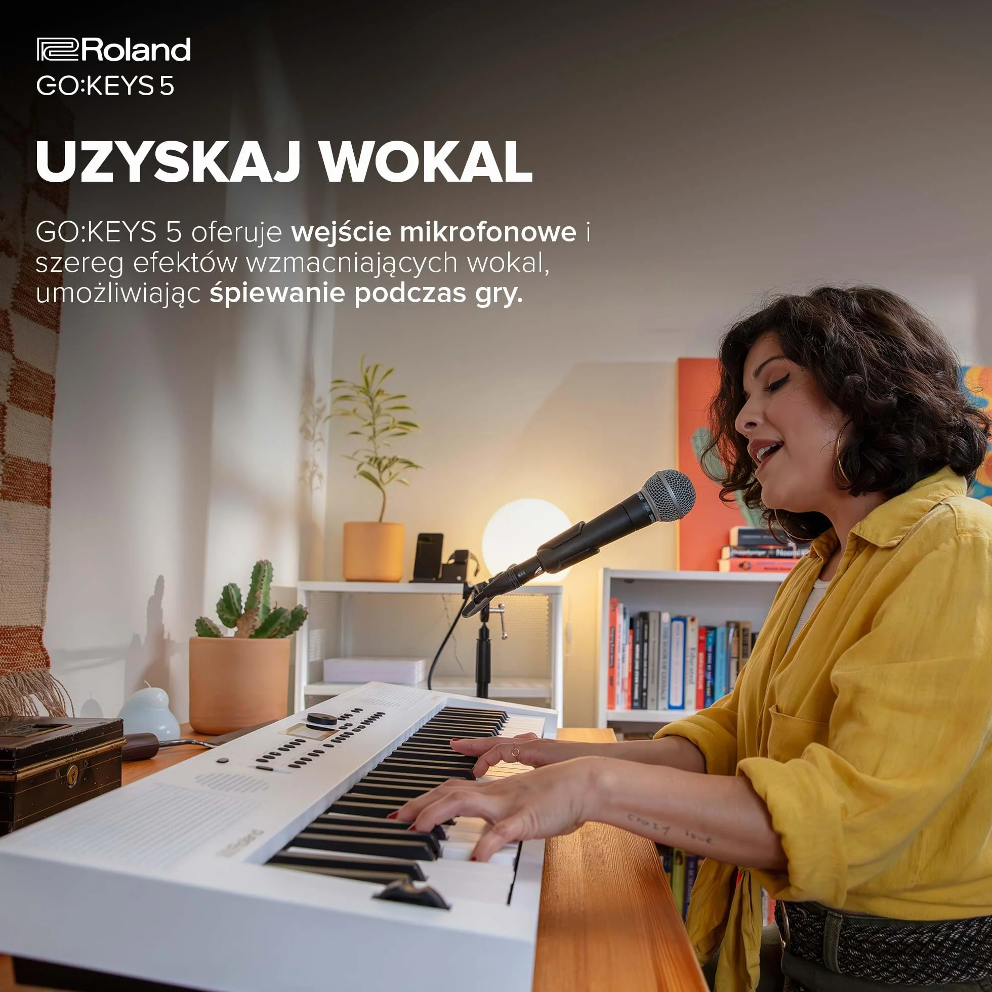 Roland GO:KEYS 5 Keyboard do Tworzenia Muzyki | 61-Klawiszowa Klawiatura | Silnik ZEN-Core z ponad 1000 Wbudowanymi Dźwiękami | Wbudowane Głośniki Stereo | Wejście Mikrofonowe – Biały