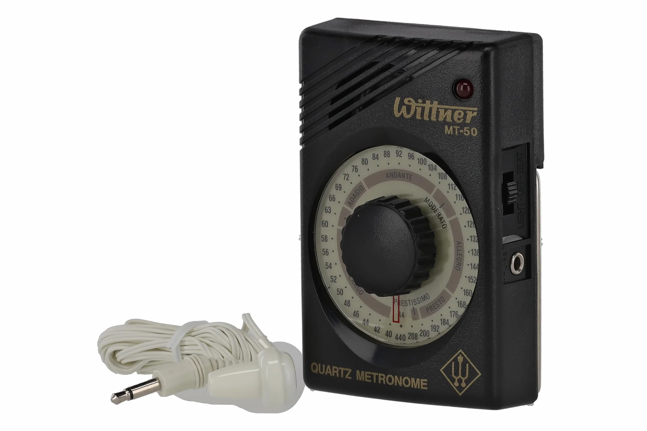 Wittner Metronom kwarcowy MT-50-40-208 uderzeń/minutę 39 pozycji tempa wyświetlacz LED głośnik 440 Hz słuchawki
