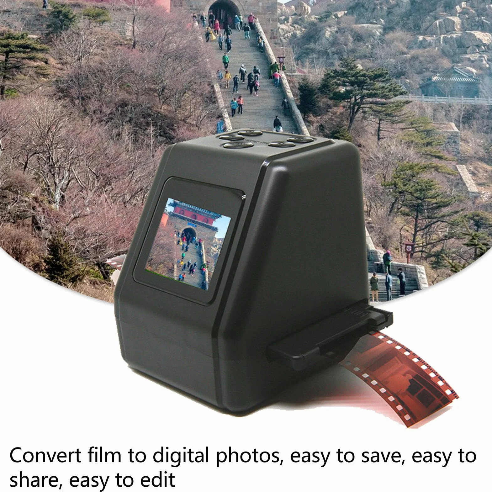 Cuifati Digital Film & Slide Scanner, 2 -calowy Ekran LED Film Negative Skaner z Czujnikiem 2MP CMOS, Kompatybilny z 135, 126kpk, 110, 8 Mm Film na 12MP JPG