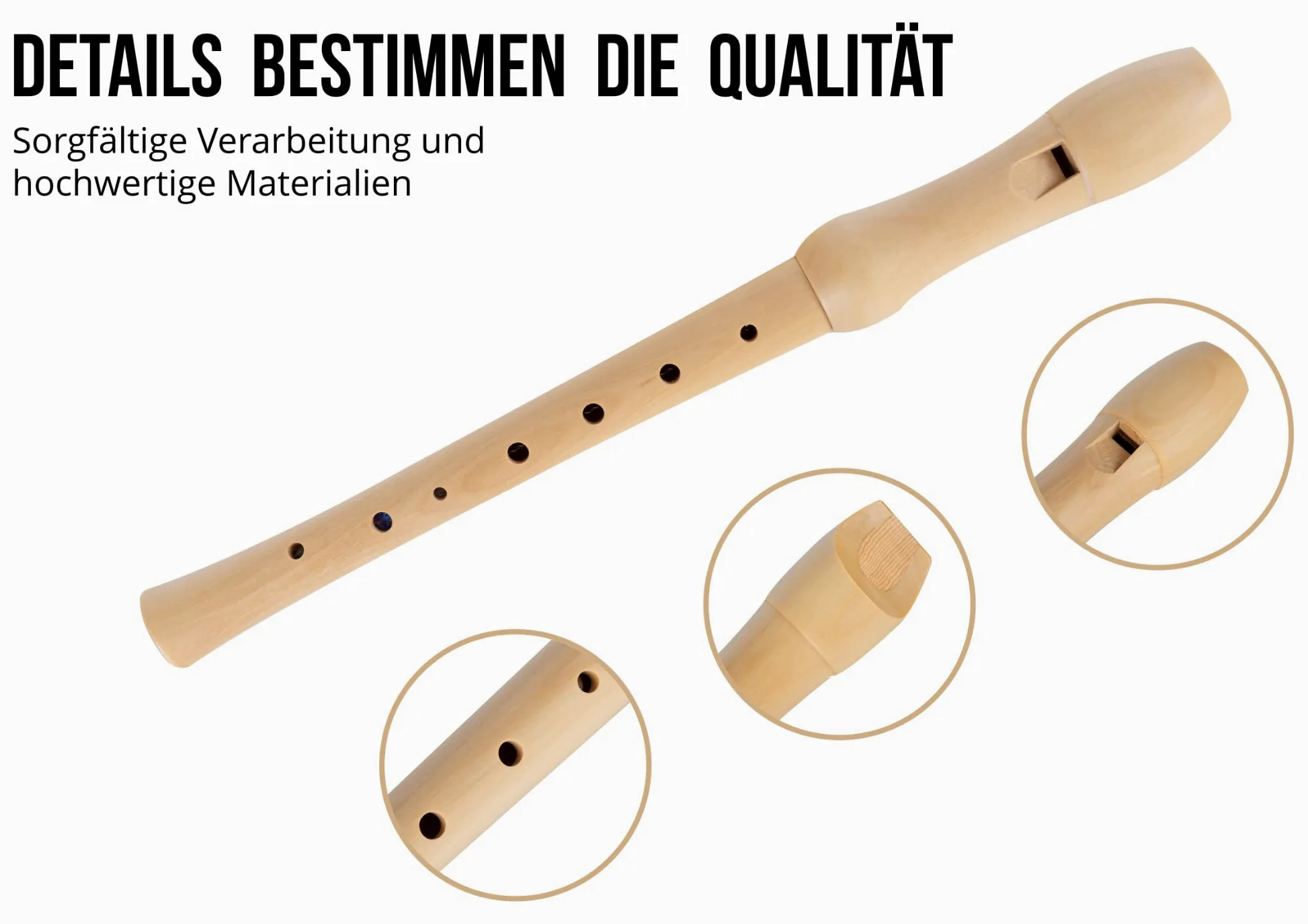 Classic Cantabile Stella flet prosty – 2-częściowy flet prosty z klonu – niemiecki sposób chwytania – idealny dla dzieci od 6 lat – w zestawie wyściełana torba, tabela uchwytów, środek do czyszczenia