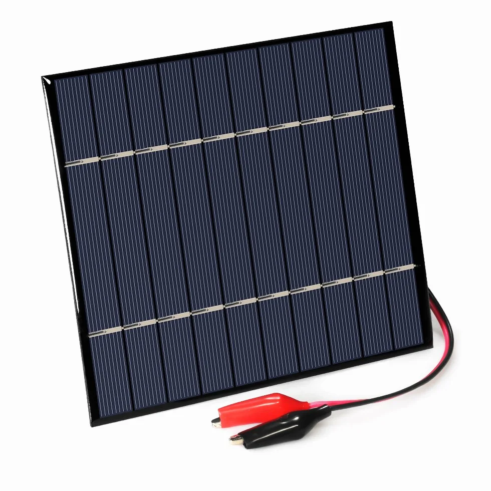 Decdeal Panel słoneczny, moduł solarny, ogniwo fotowoltaiczne z zaciskami krokodylkowymi 2,5 W, 5 V