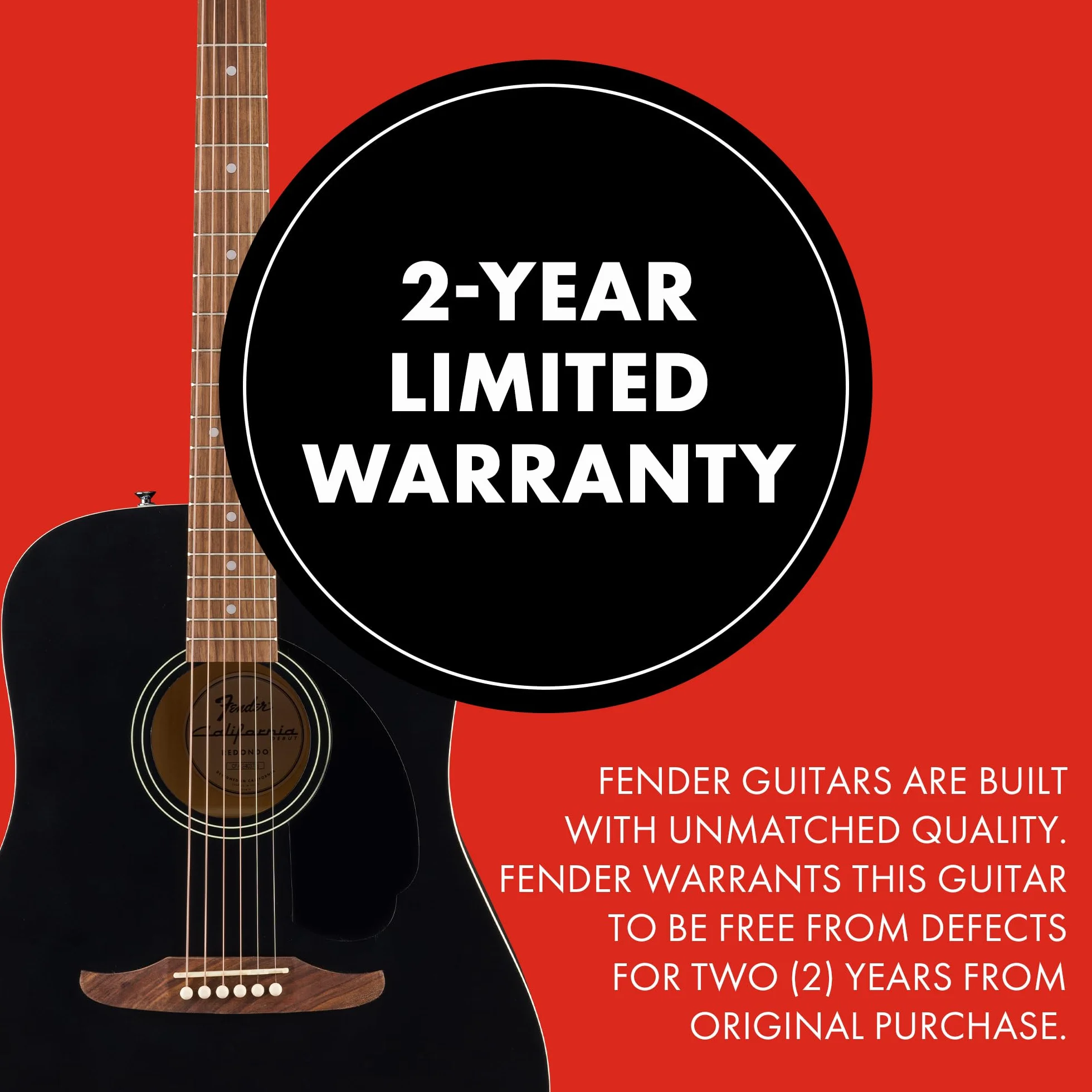 Fender California Debut Redondo Dreadnought gitara akustyczna, świerkowa góra, czarna maskownica, czarna