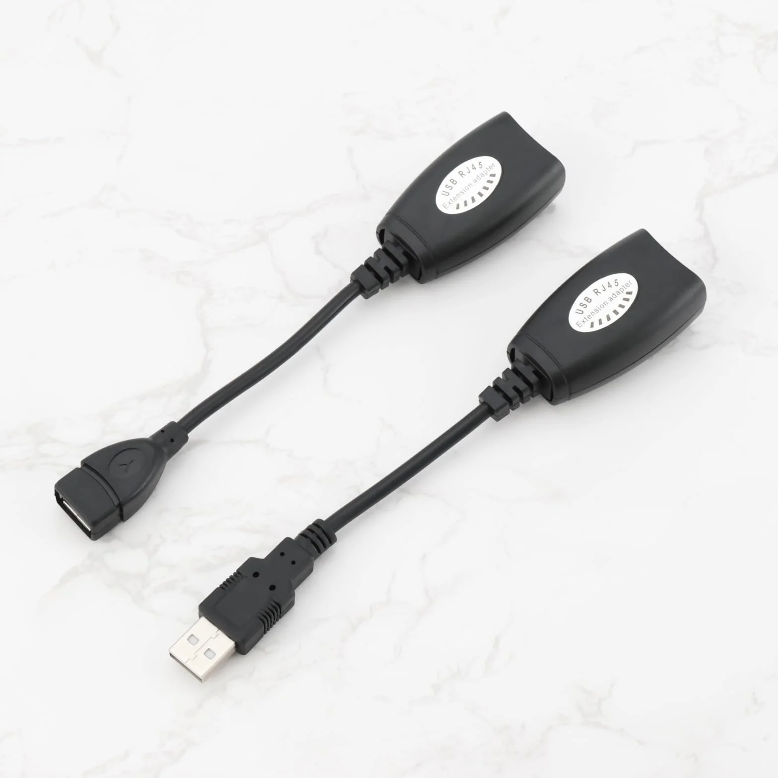 OTOTEC 1 zestaw adapterów USB Ethernet, rozdzielacz RJ45 Ethernet na USB adapter przedłużający do Cat5/5e/6/6e, do 50 m, nadaje się do komputerów, telefonów komórkowych, dysków U, drukarek, aparatów