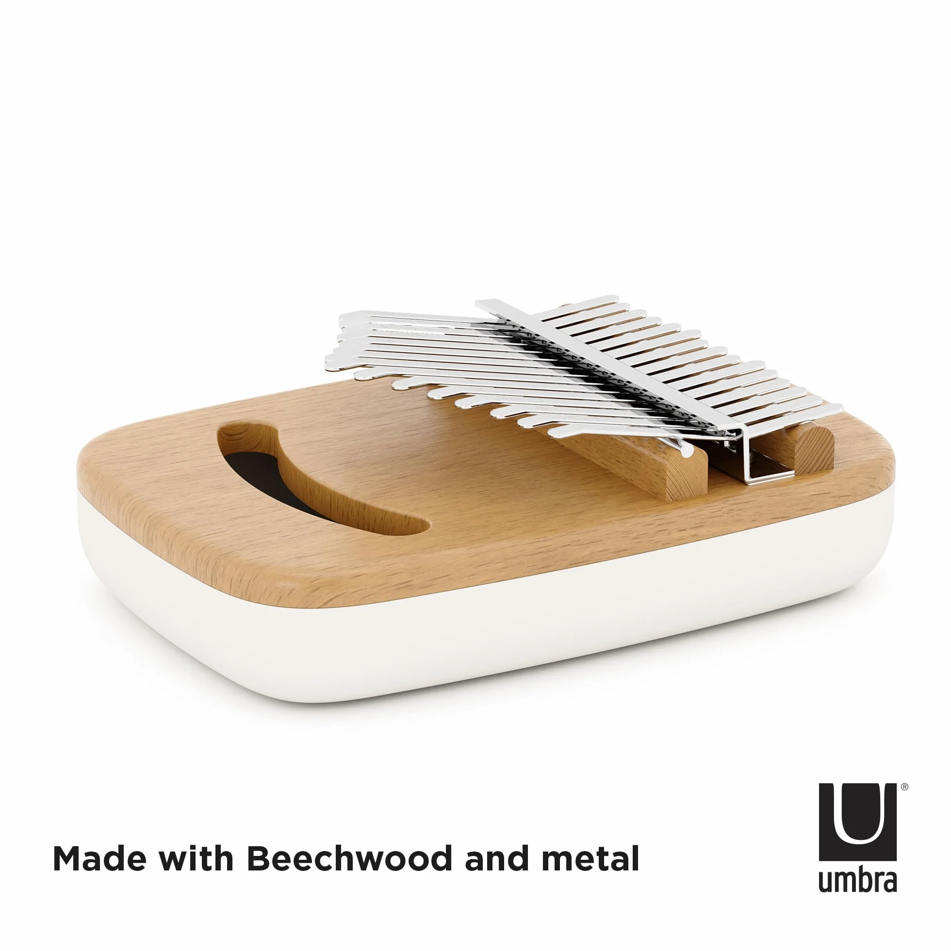 Umbra Strumba Kalimba pianino na kciuk z 15 przyciskami, przenośne pianino na palce, dekoracyjny instrument muzyczny ze zintegrowaną półką na nuty muzyczne