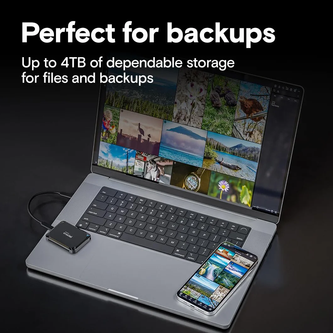 Crucial X9 4TB przenośny dysk SSD do 1050 MB/s, kompatybilny z komputerami PC, Mac i konsolami do gier, zewnętrzny dysk SSD, USB-C 3.2 - CT4000X9SSD902
