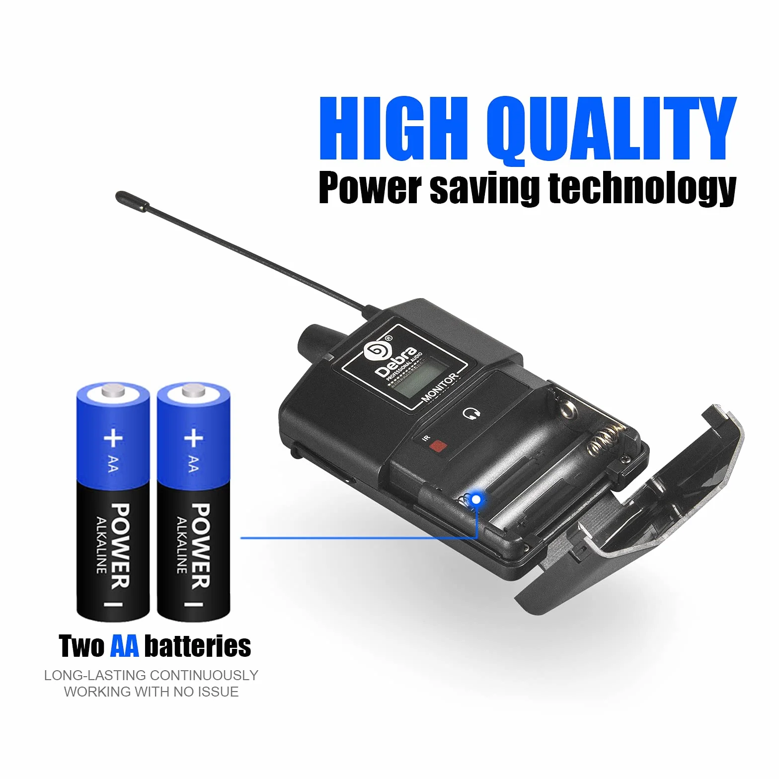 D Debra Audio PRO ER-202 UHF Dual Channel bezprzewodowy system monitoringu dousznego z nadajnikiem i odbiornikiem do sceny, studia nagrań, muzyków, monitoringu (2 body pack z nadajnikiem)