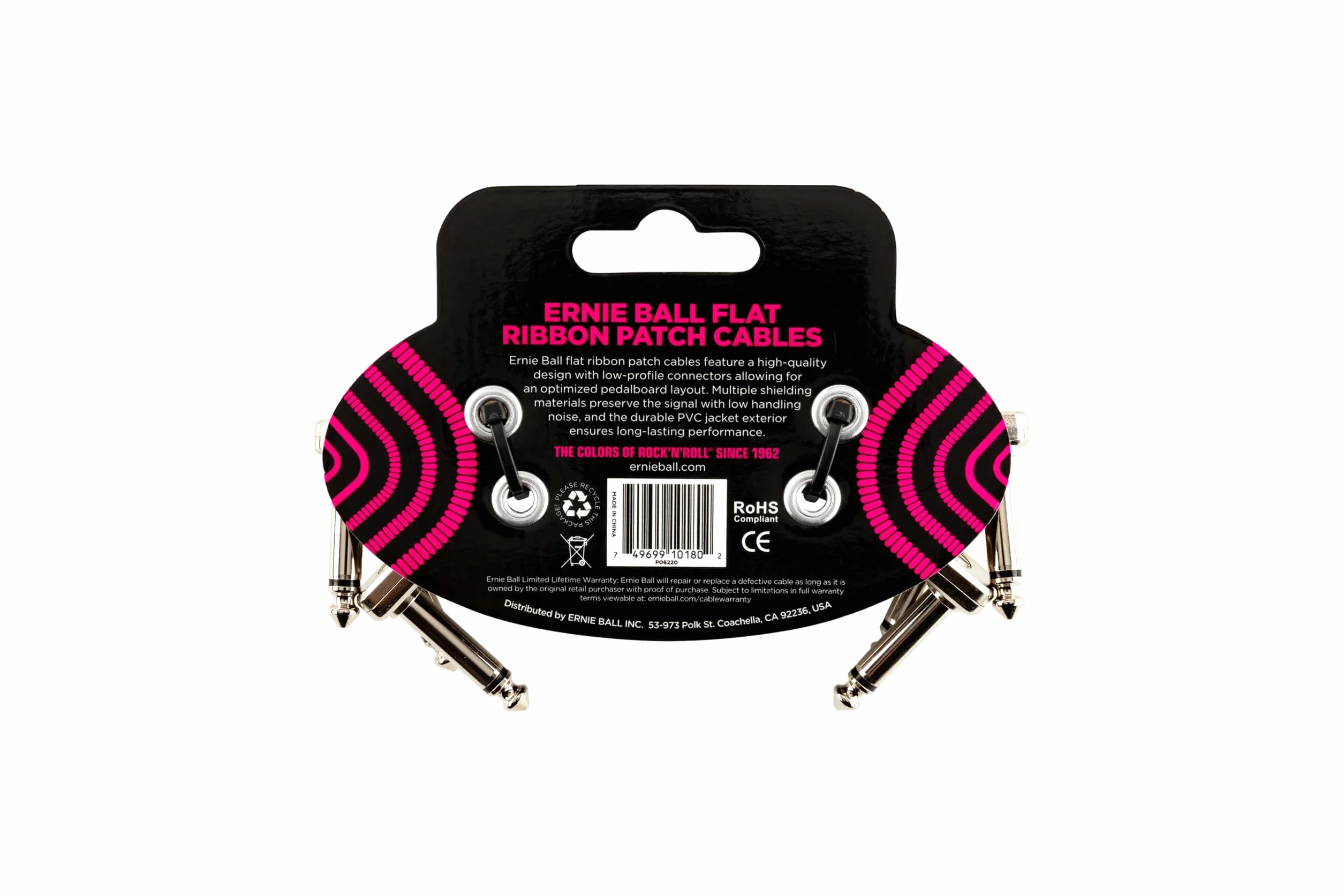 Ernie Ball Flat Ribbon Patch Zestaw Kabli Gitarowych Black 3 sztuki
