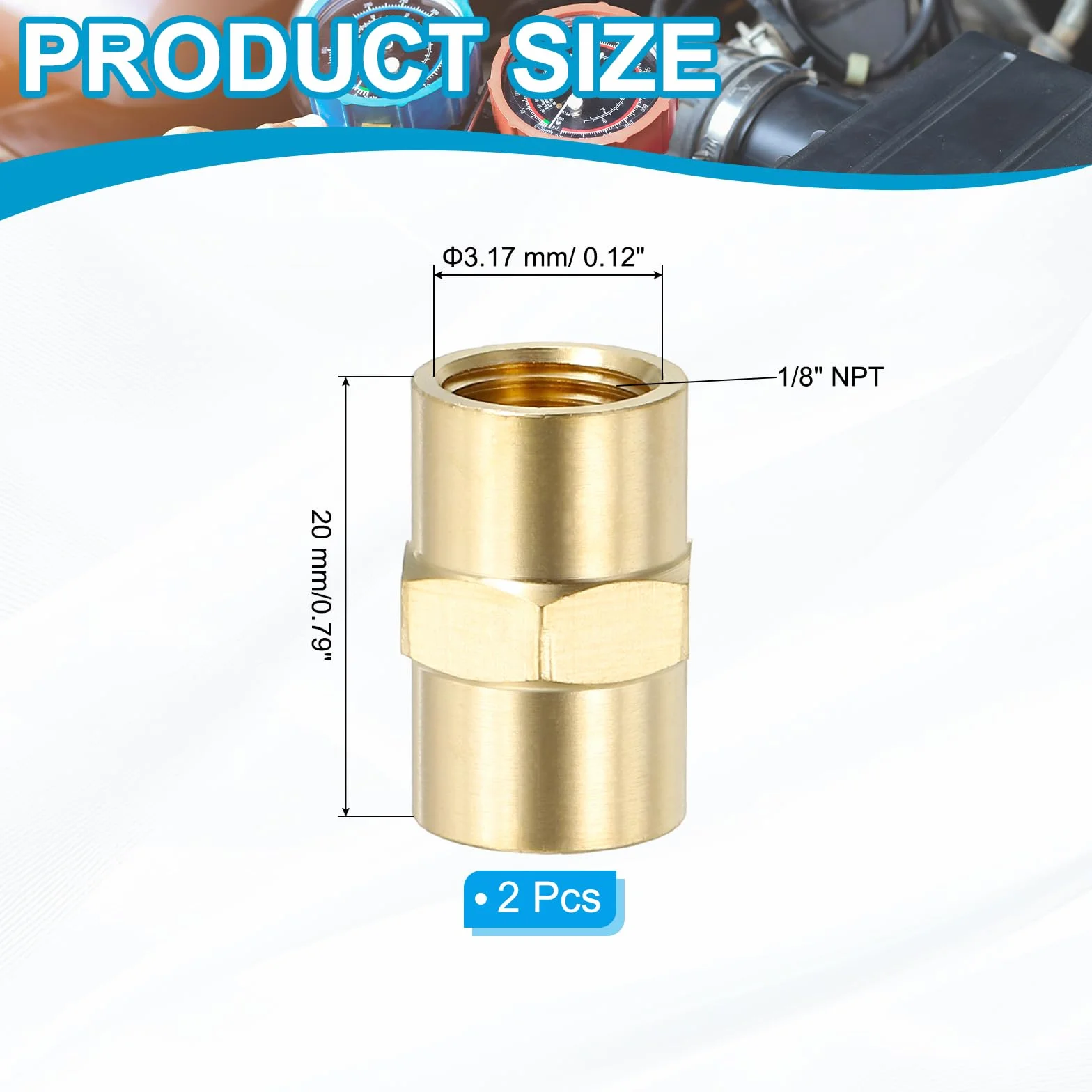 PATIKIL 1/20.3 cm x 1/20.3 cm mosiężny łącznik NPT, 2 szt. żeńskie złącze do rur hydraulicznych do domowych rur hydraulicznych podstawy głowicy prysznicowej, złoty
