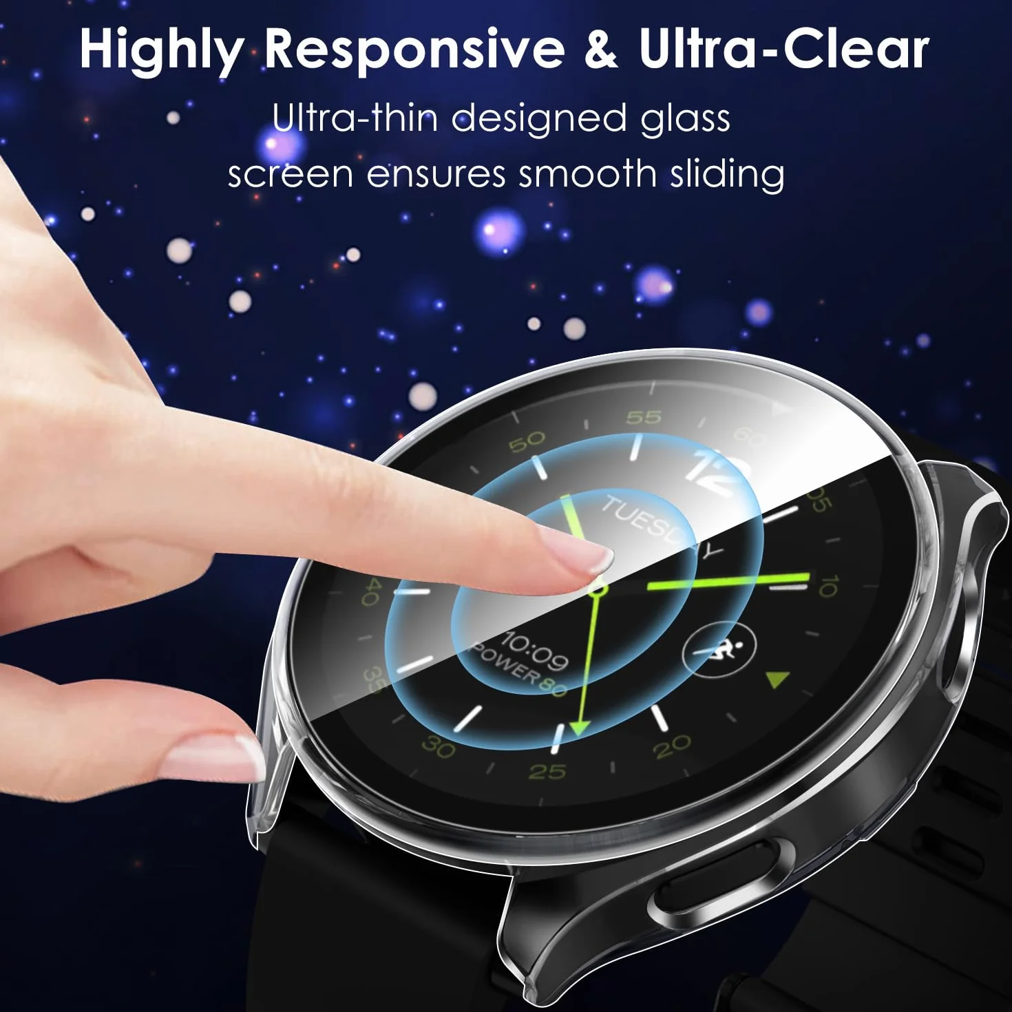 ivoler 3 szt. twarde etui PC ze szklaną ochroną ekranu do zegarka Xiaomi Watch 2, pełne pokrycie, ultracienkie, odporne na zarysowania etui ochronne, 2 przezroczyste + 1 czarny