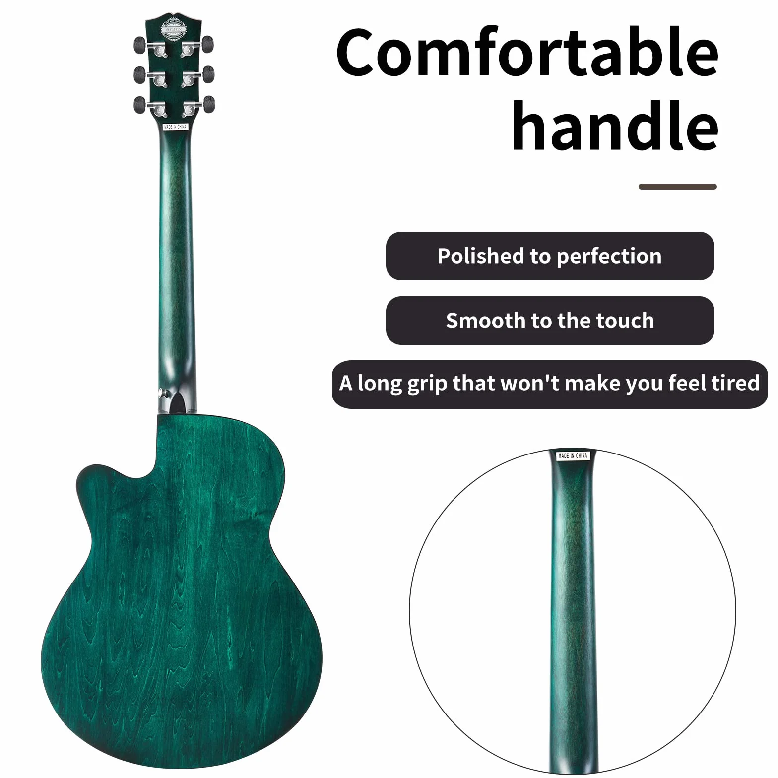 102 cm gitara akustyczna premium z litego świerku, wycięta gitara Acustica, zestaw z torbą na koncert, stojakiem na gitarę, tunerem, paskiem, kapo, strunami, ściereczką do czyszczenia i