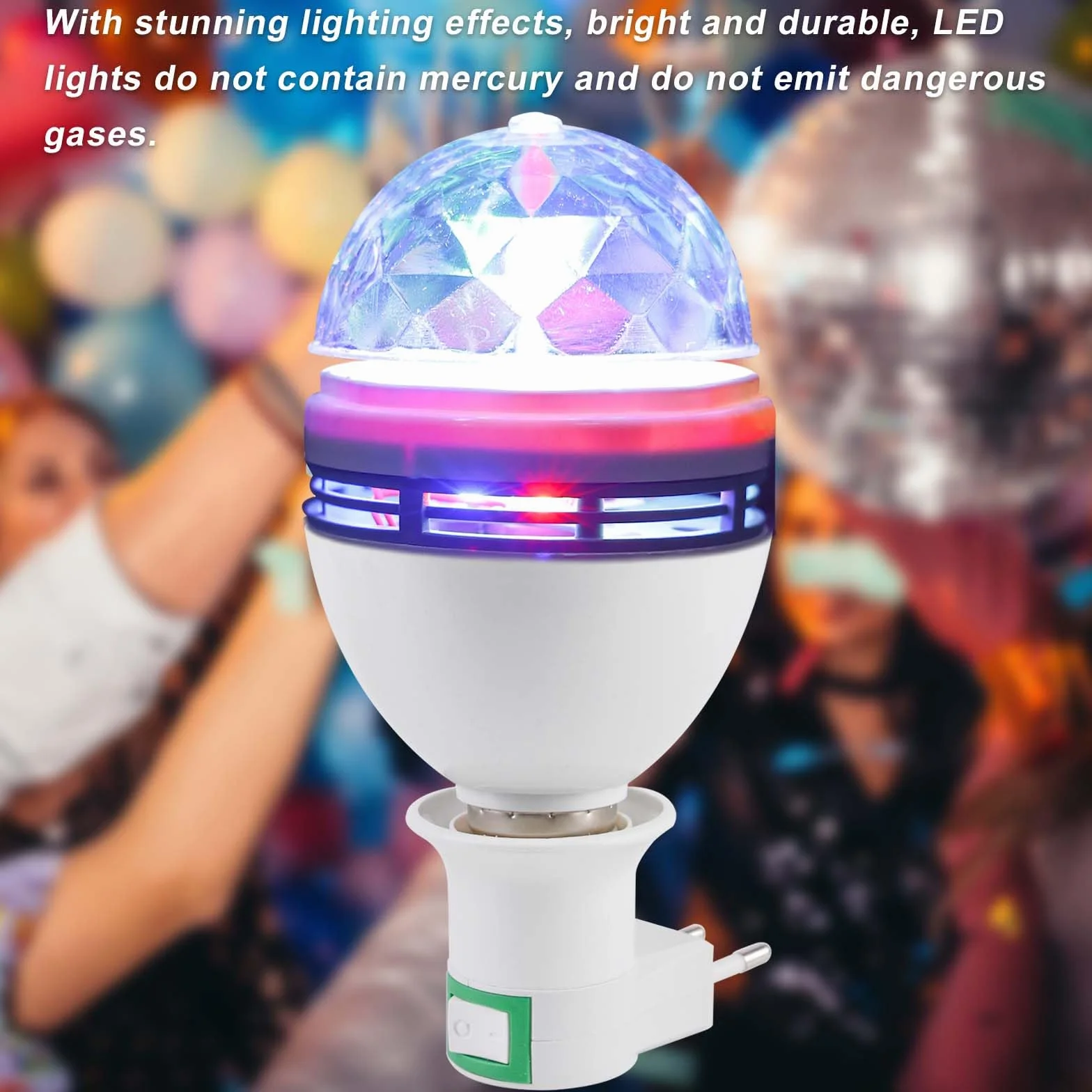2 x Party Light, 3W E27 RGB LED Disco Ball Light, Obracana o 360° Żarówka Dyskotekowa, Dekoracja Na Przyjęcie Urodzinowe Halloween, Boże Narodzenie