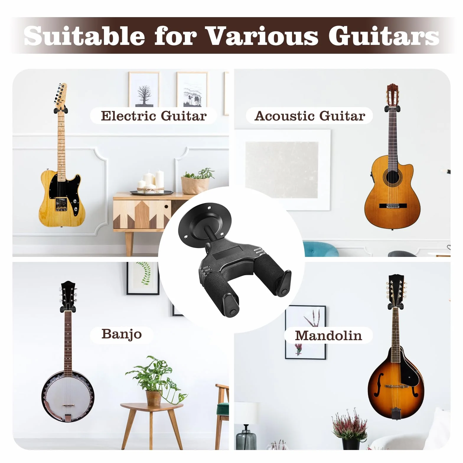 OTraki Gitara uchwyt ścienny automatyczne blokowanie gitara hak ścienny wieszak stojak instrument wsparcie do elektrycznej gitary akustycznej, basu