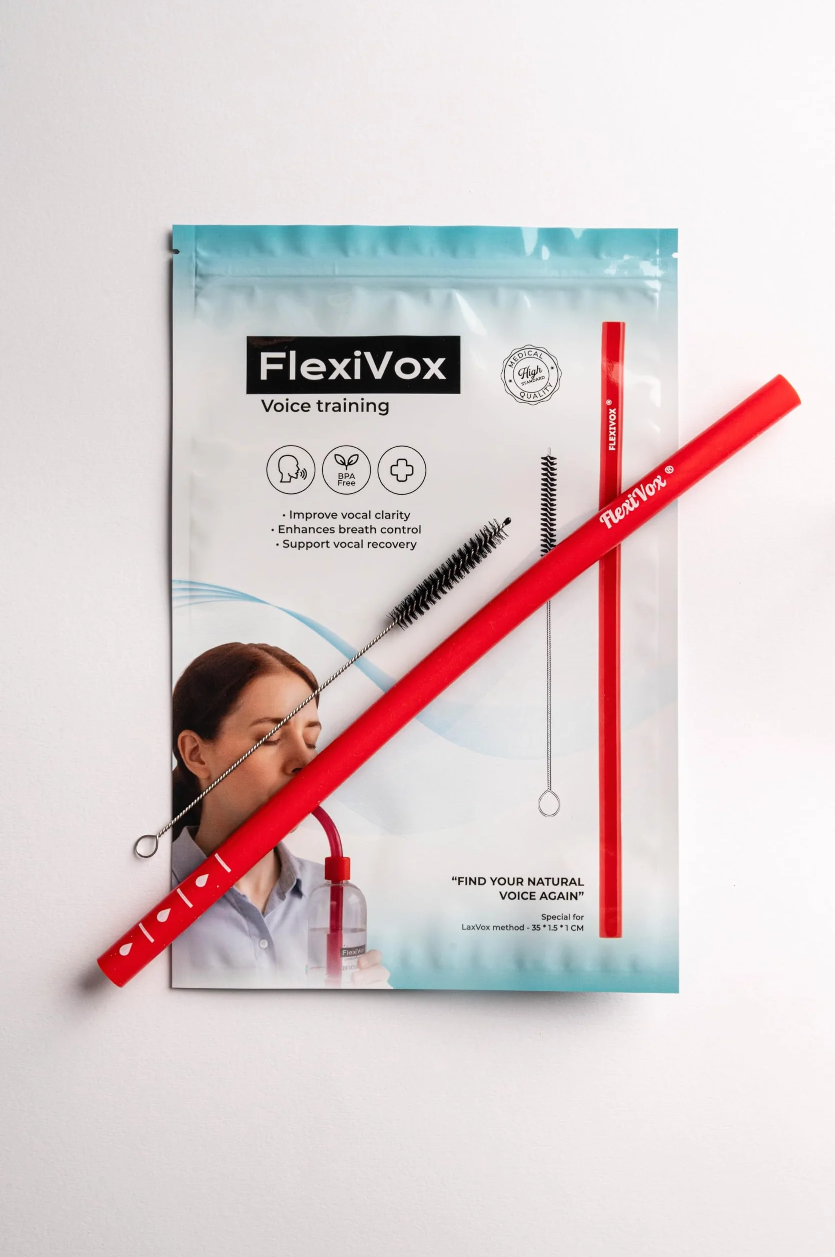 FlexiVox®, zestaw do treningu głosu | FlexiVox® stosowany w logopedii i terapii głosu | Pokryty aspretycznym talkiem + eBook cyfrowy z ćwiczeniami i praktycznymi wskazówkami