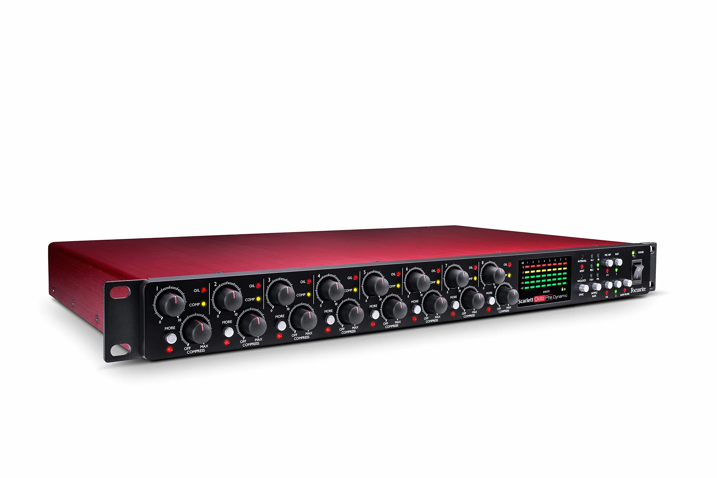 Focusrite Scarlett OctoPre Dynamic ośmiokanałowy mikrofon z konwersją A-D/D-A i kompresją analogową