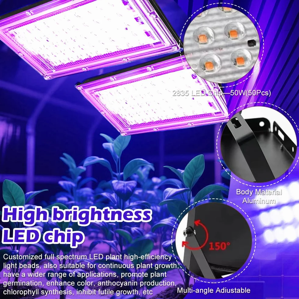 Reflektor LED 50W IP66 Czarny 2 sztuki z kablem 1,8m Oświetlenie Sceniczne
