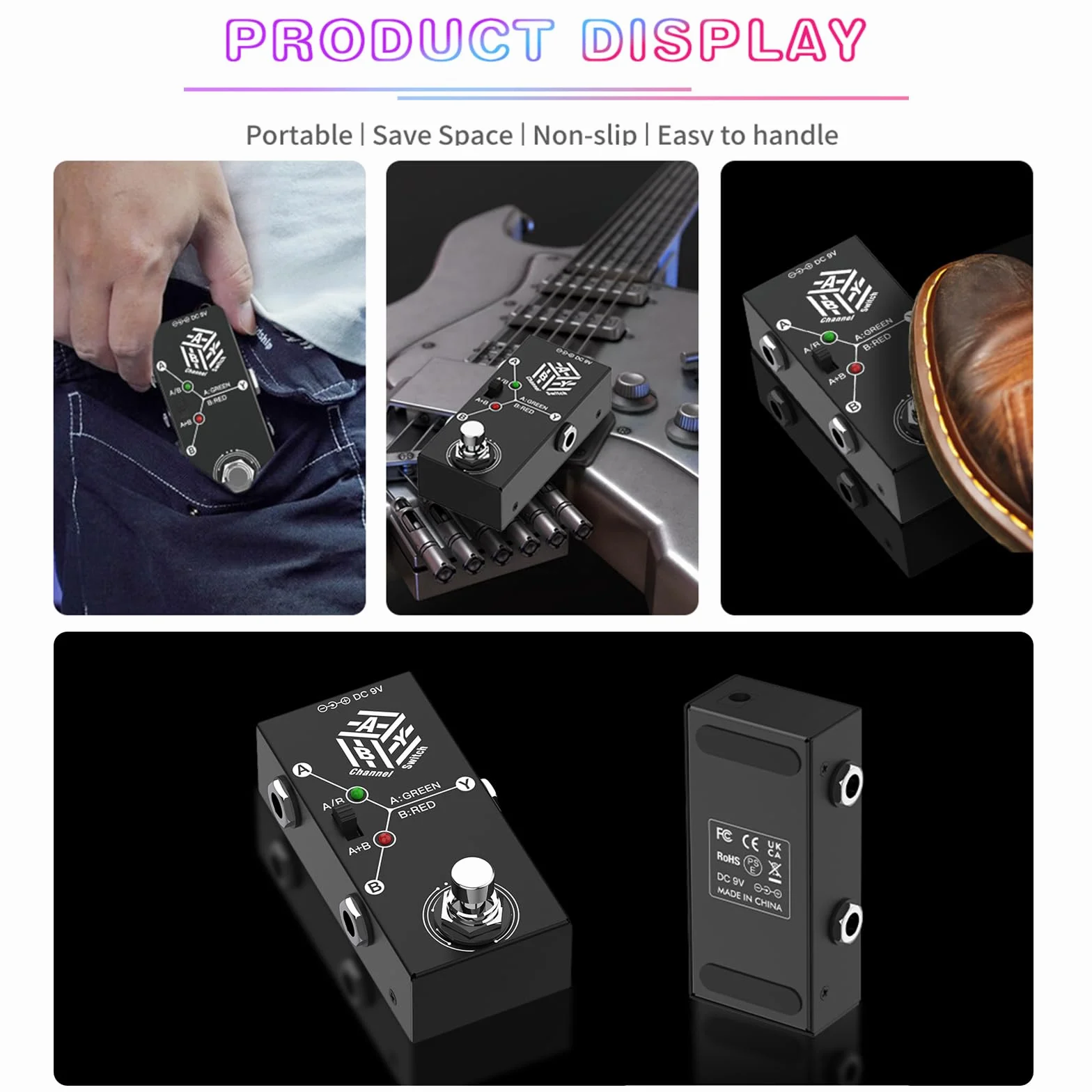 Btuty ABY Box Pedały gitarowe z selektorem linii AB Przełącznik Mini efektu dla gitary Dwukierunkowa transmisja Metalowa obudowa Antypoślizgowa podstawka Tryb A/B lub A i B