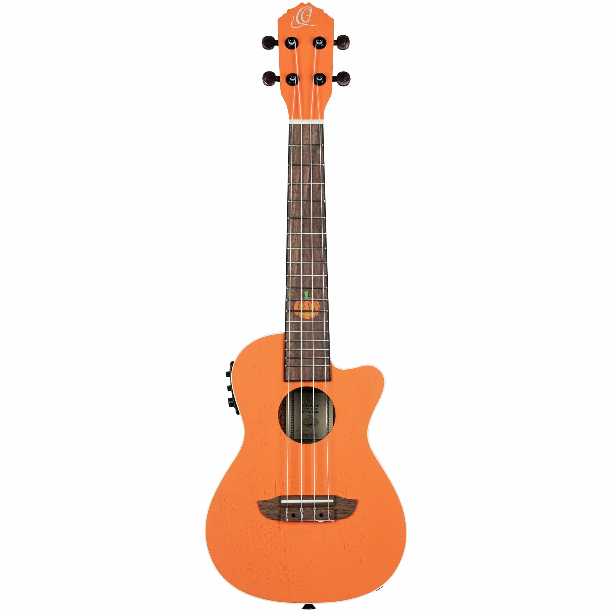 Ortega Guitars Elektro-akustyczne Ukulele Koncertowe – Seria Custom Built Edycja Halloween – Okoume, Kolor Pomarańczowy (RUHWCE)