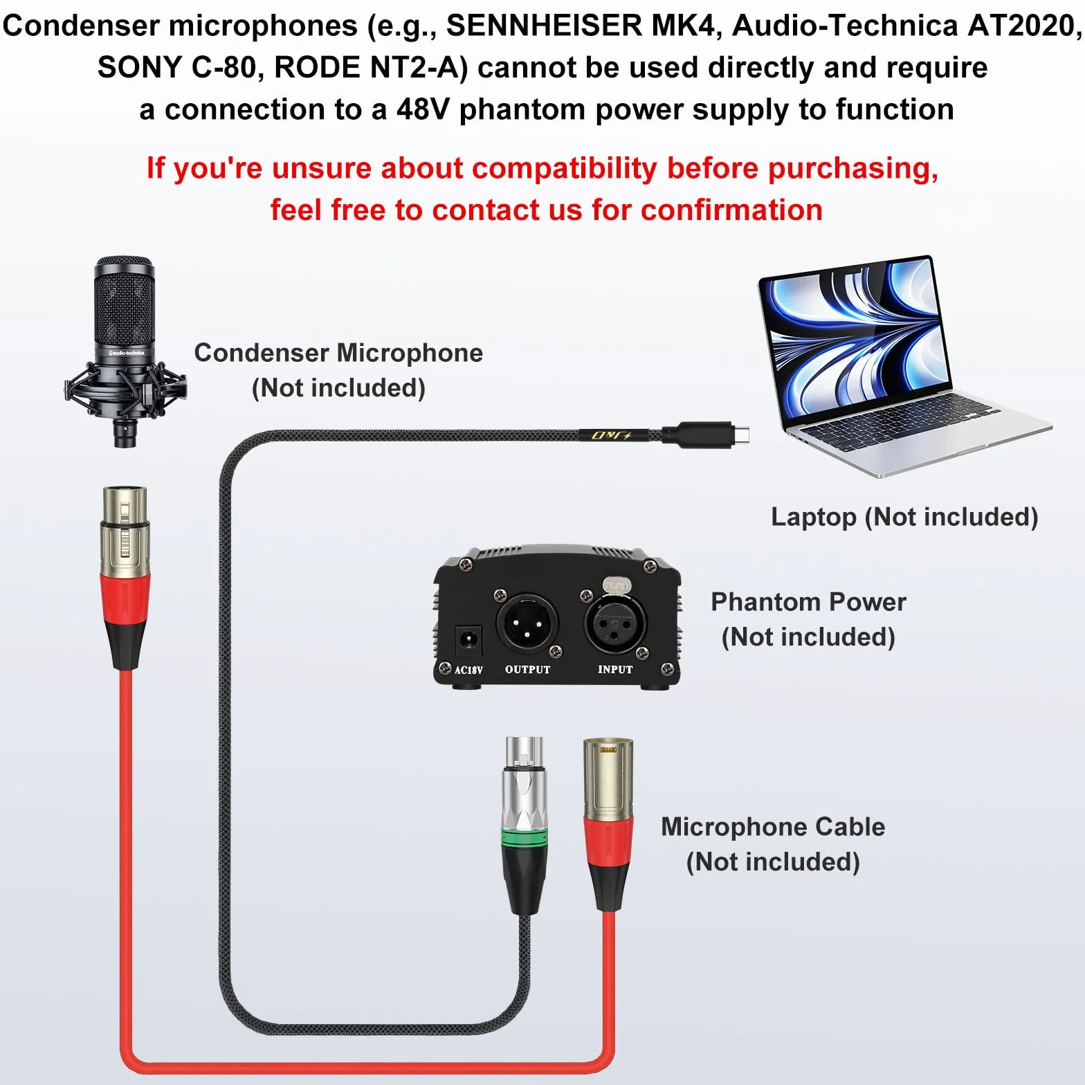 J&D USB C do XLR Mikrofonowy Kabel Audio do Nagrywania Dźwięku, Dynamiczny Mikrofon, Pleciony USB C do XLR Żeński Kabel Kompatybilny z iPhone 16/17 Serii, 2 m